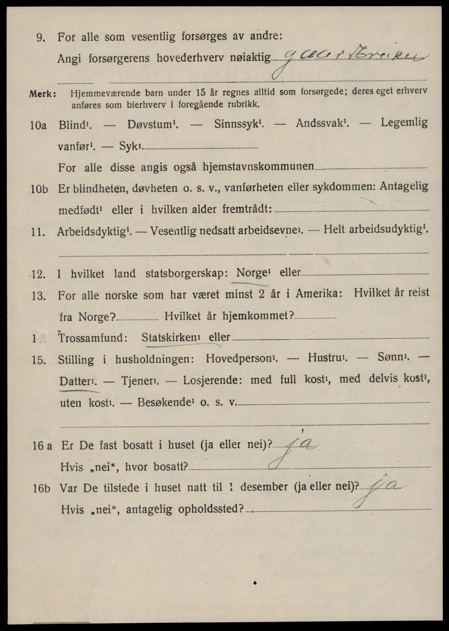 SAT, 1920 census for Sunnylven, 1920, p. 3243