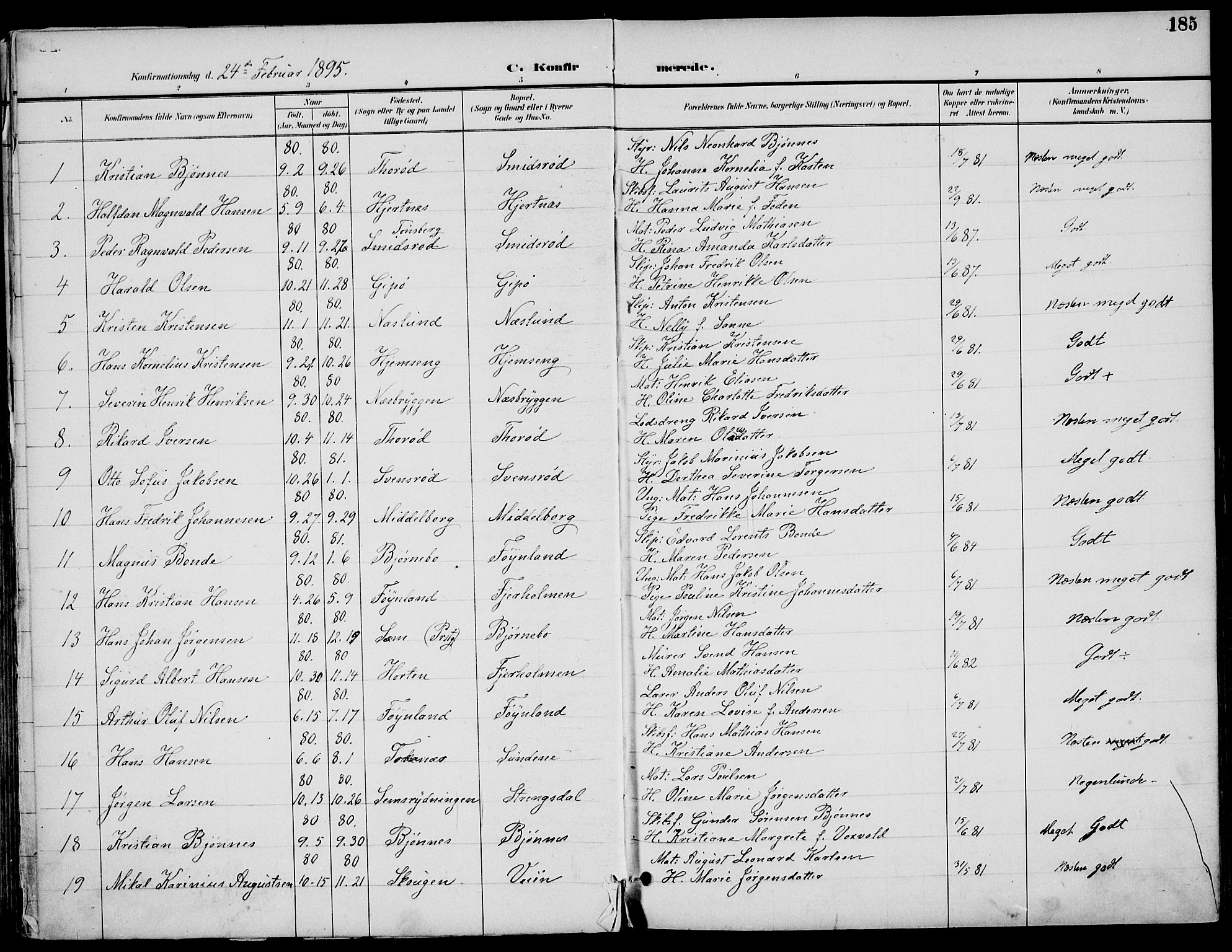 Nøtterøy kirkebøker, AV/SAKO-A-354/F/Fa/L0009: Parish register (official) no. I 9, 1894-1907, p. 185