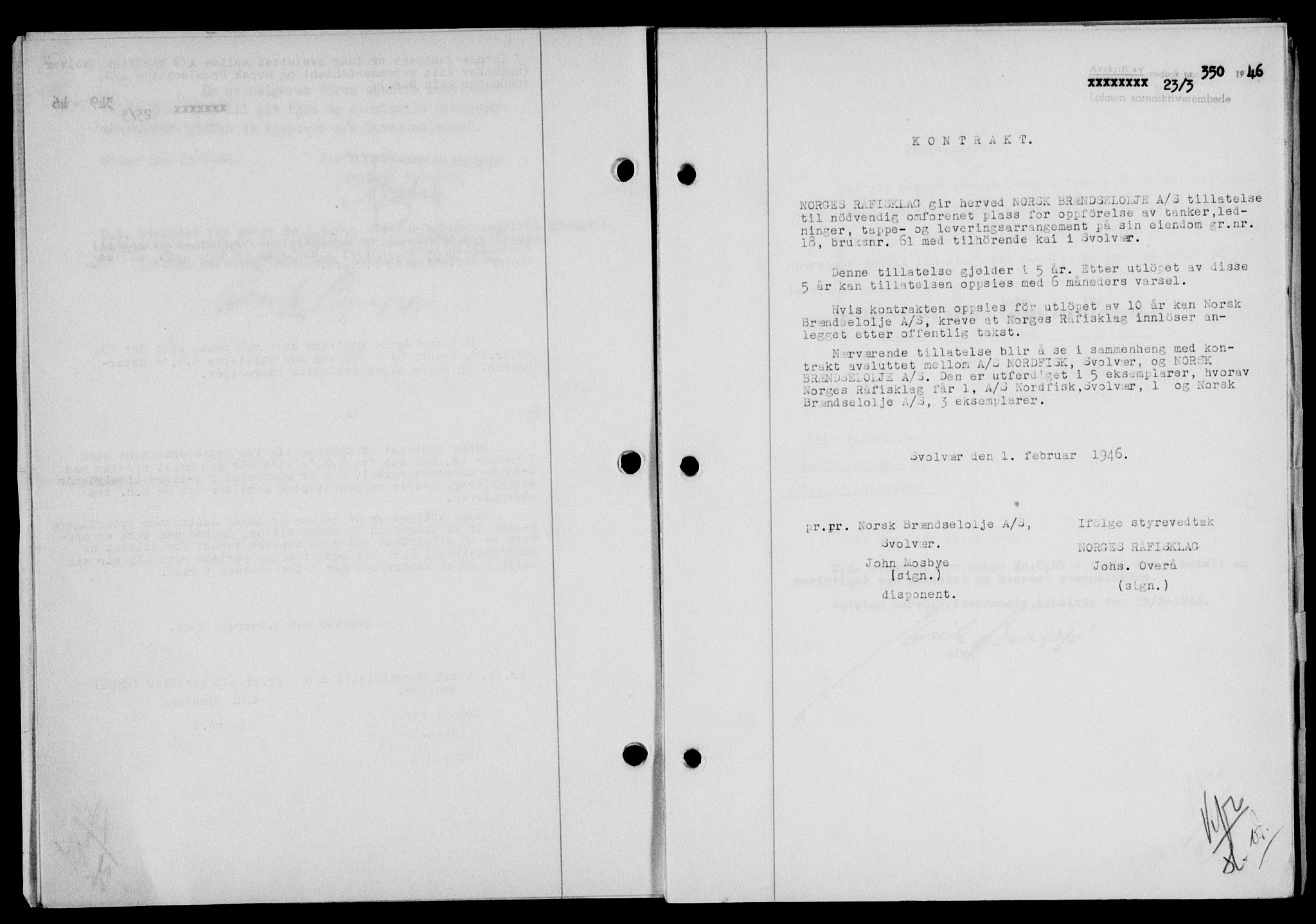 Lofoten sorenskriveri, SAT/A-0017/1/2/2C/L0013a: Mortgage book no. 13a, 1944-1946, Diary no: : 350/1946
