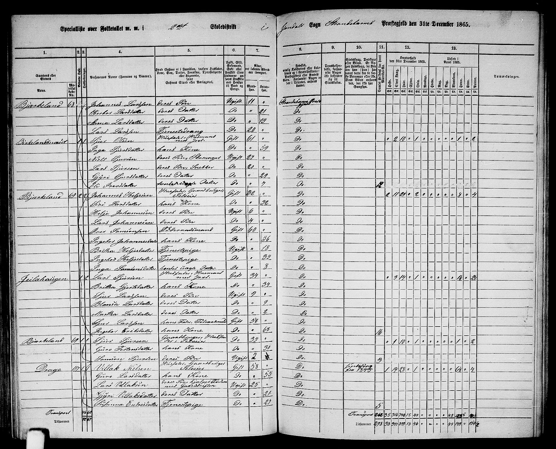 RA, 1865 census for Strandebarm, 1865, p. 113