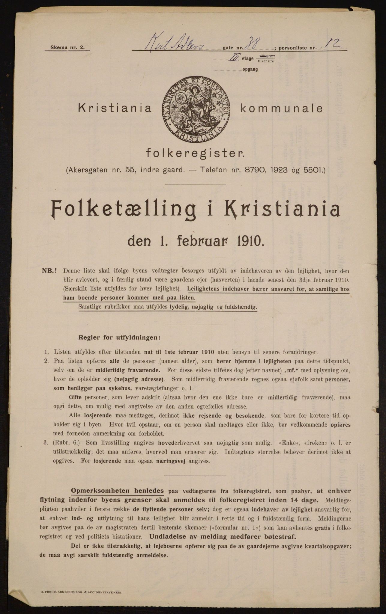 OBA, Municipal Census 1910 for Kristiania, 1910, p. 13427