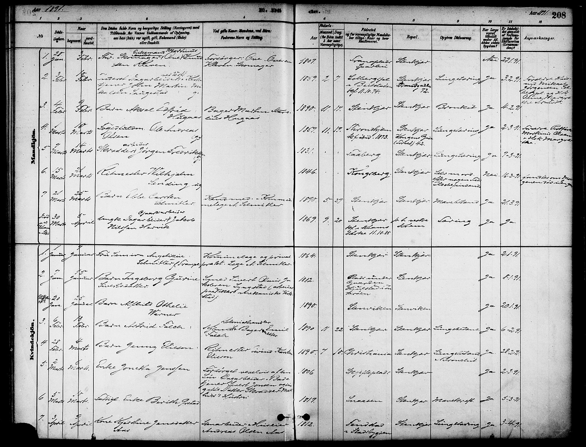 Ministerialprotokoller, klokkerbøker og fødselsregistre - Nord-Trøndelag, AV/SAT-A-1458/739/L0371: Parish register (official) no. 739A03, 1881-1895, p. 208