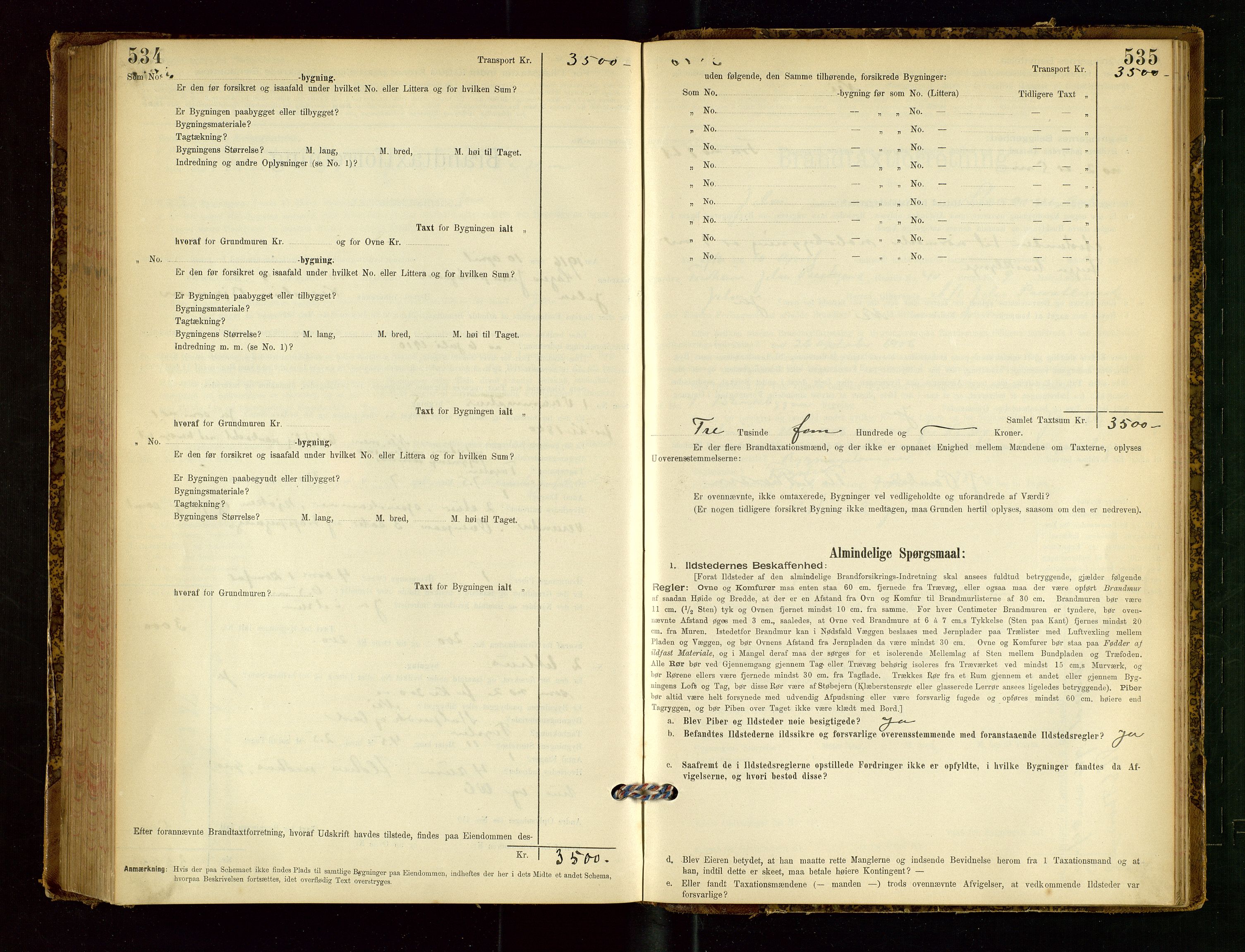 Jelsa lensmannskontor, SAST/A-100360/Gob/L0001: "Brandtaxationsprotocol", 1895-1918, p. 534-535