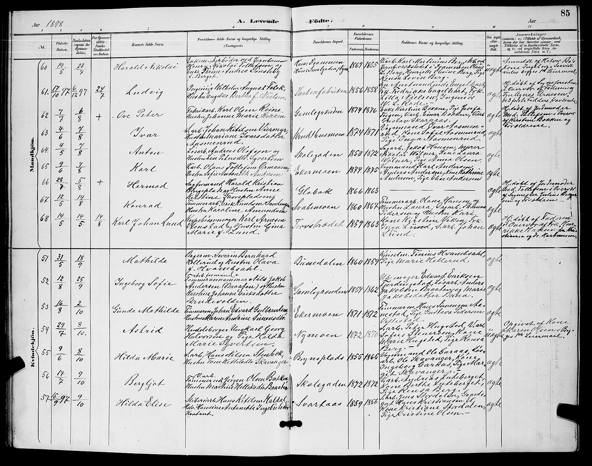 Kongsberg kirkebøker, AV/SAKO-A-22/G/Ga/L0006: Parish register (copy) no. 6, 1890-1901, p. 85