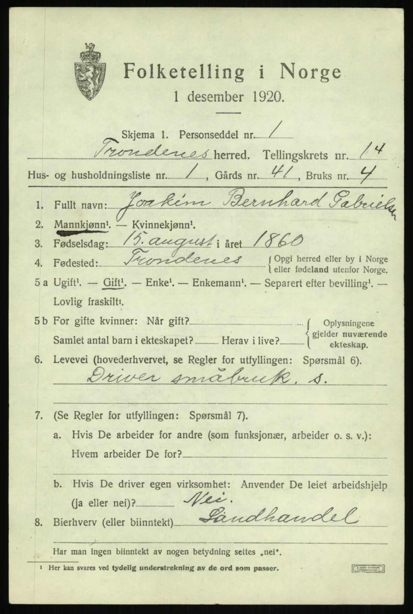 SATØ, 1920 census for Trondenes, 1920, p. 9965