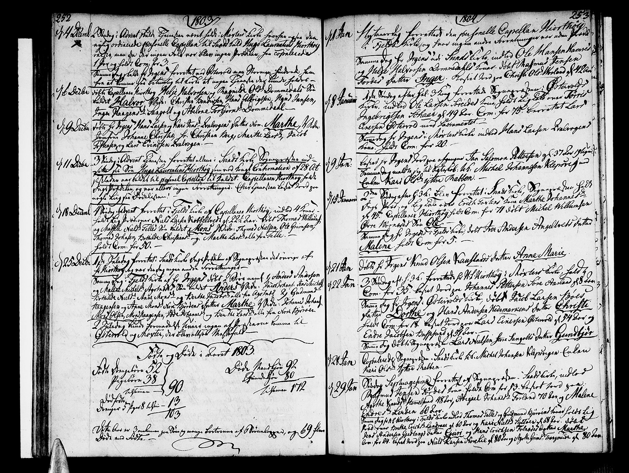 Sund sokneprestembete, AV/SAB-A-99930: Parish register (official) no. A 7, 1796-1815, p. 252-253