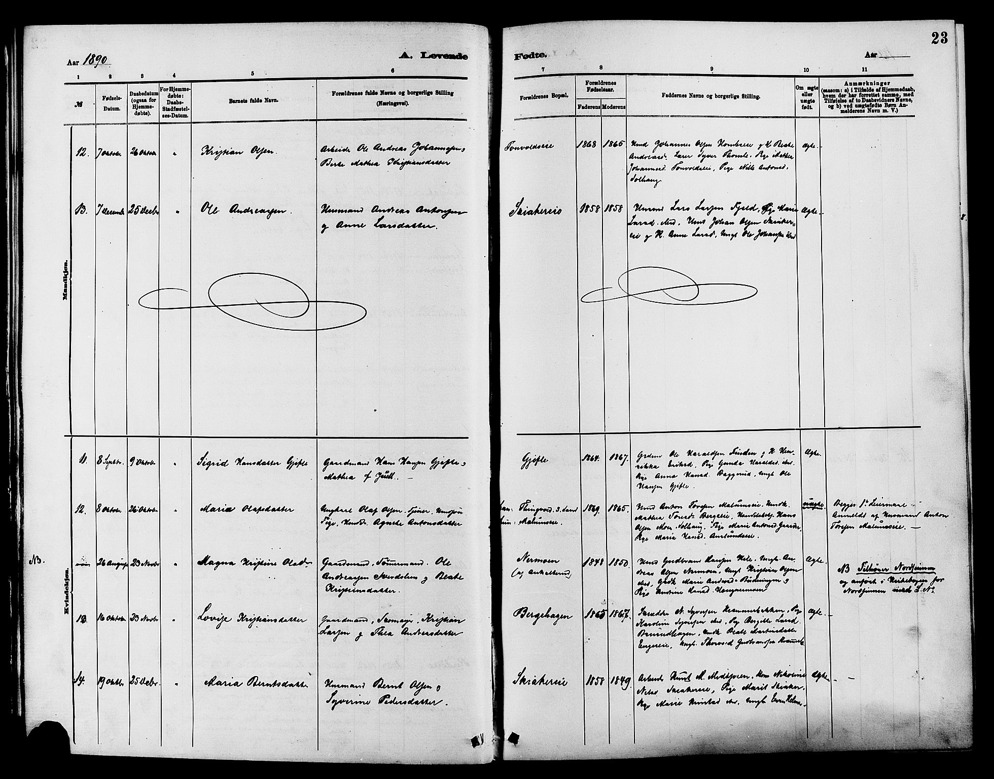 Nordre Land prestekontor, AV/SAH-PREST-124/H/Ha/Haa/L0003: Parish register (official) no. 3, 1882-1896, p. 23