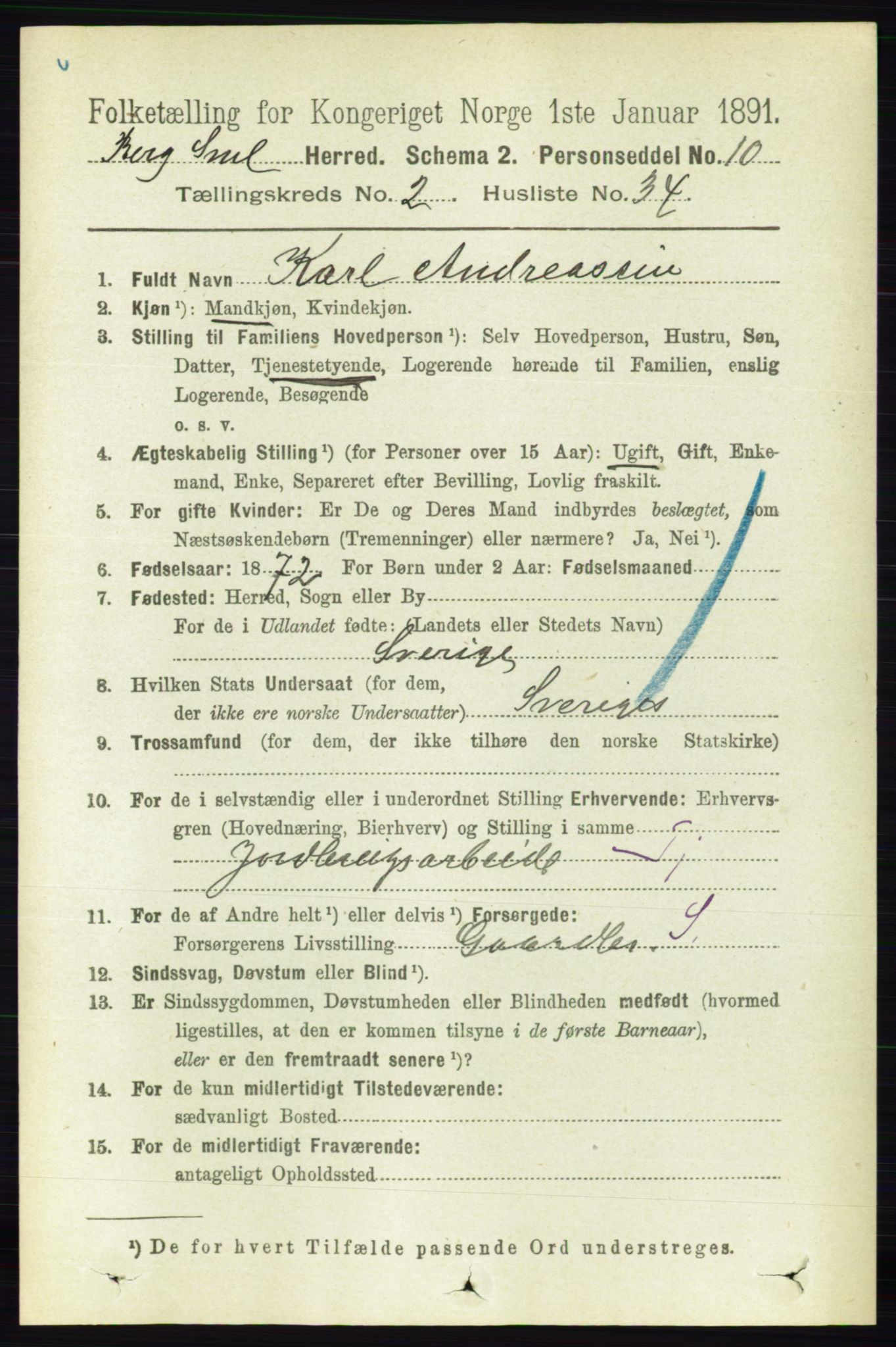 RA, 1891 census for 0116 Berg, 1891, p. 1213