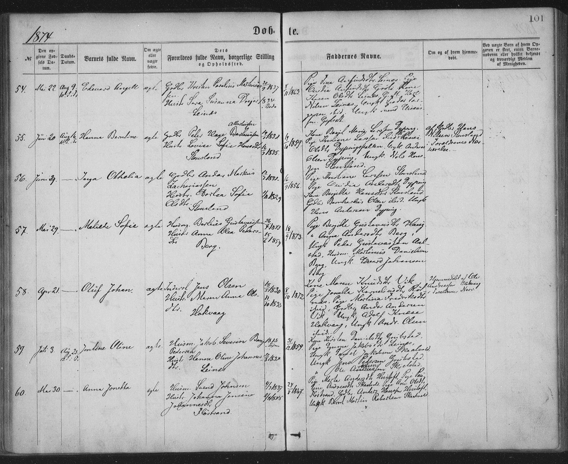 Ministerialprotokoller, klokkerbøker og fødselsregistre - Nordland, AV/SAT-A-1459/855/L0801: Parish register (official) no. 855A09, 1864-1874, p. 101