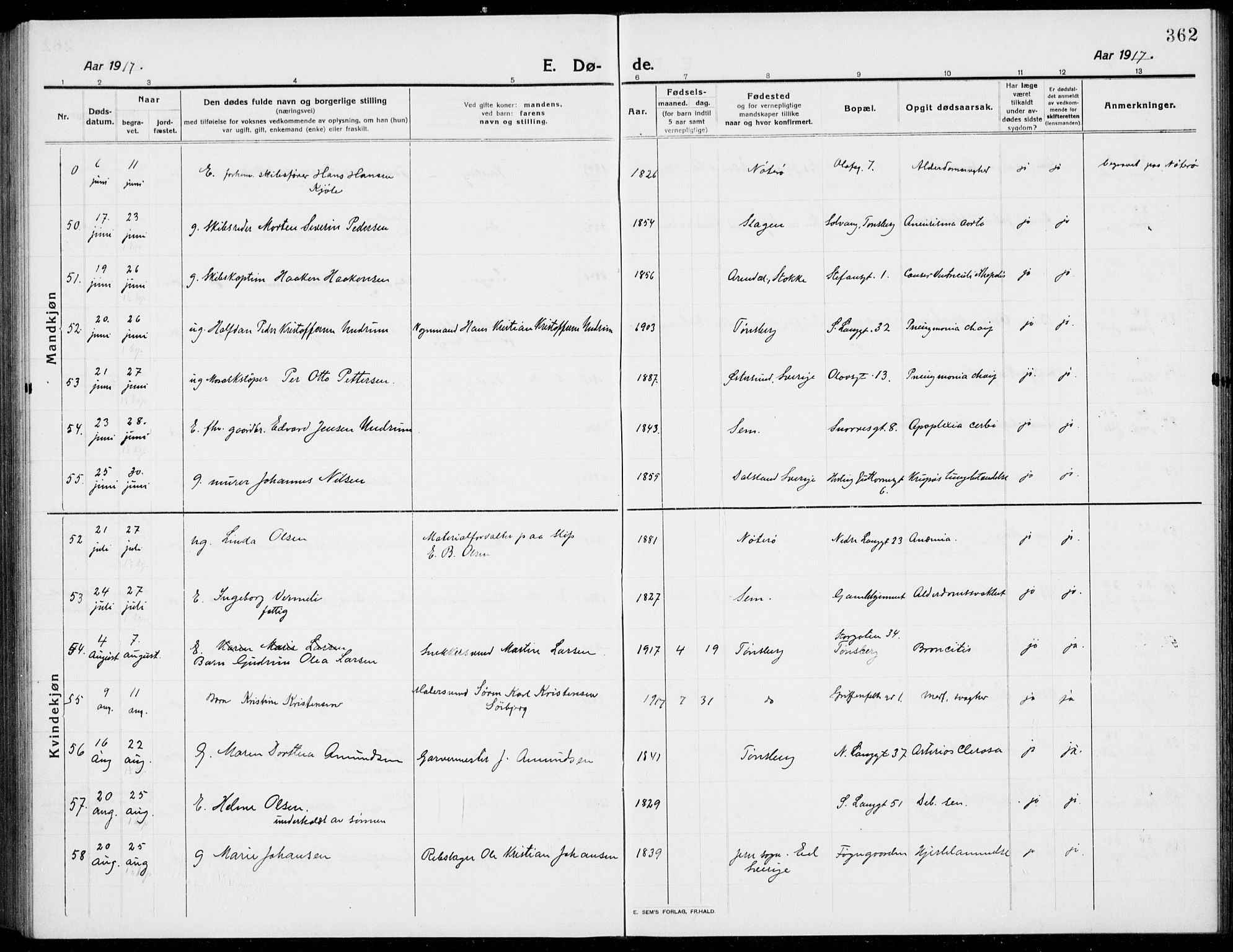 Tønsberg kirkebøker, AV/SAKO-A-330/G/Ga/L0009: Parish register (copy) no. 9, 1913-1920, p. 362