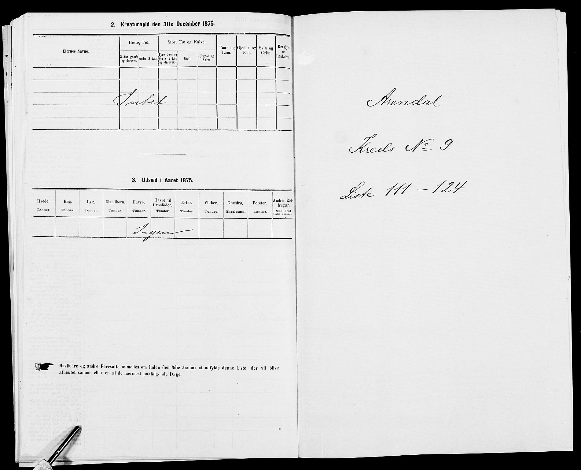 SAK, 1875 census for 0903P Arendal, 1875, p. 268