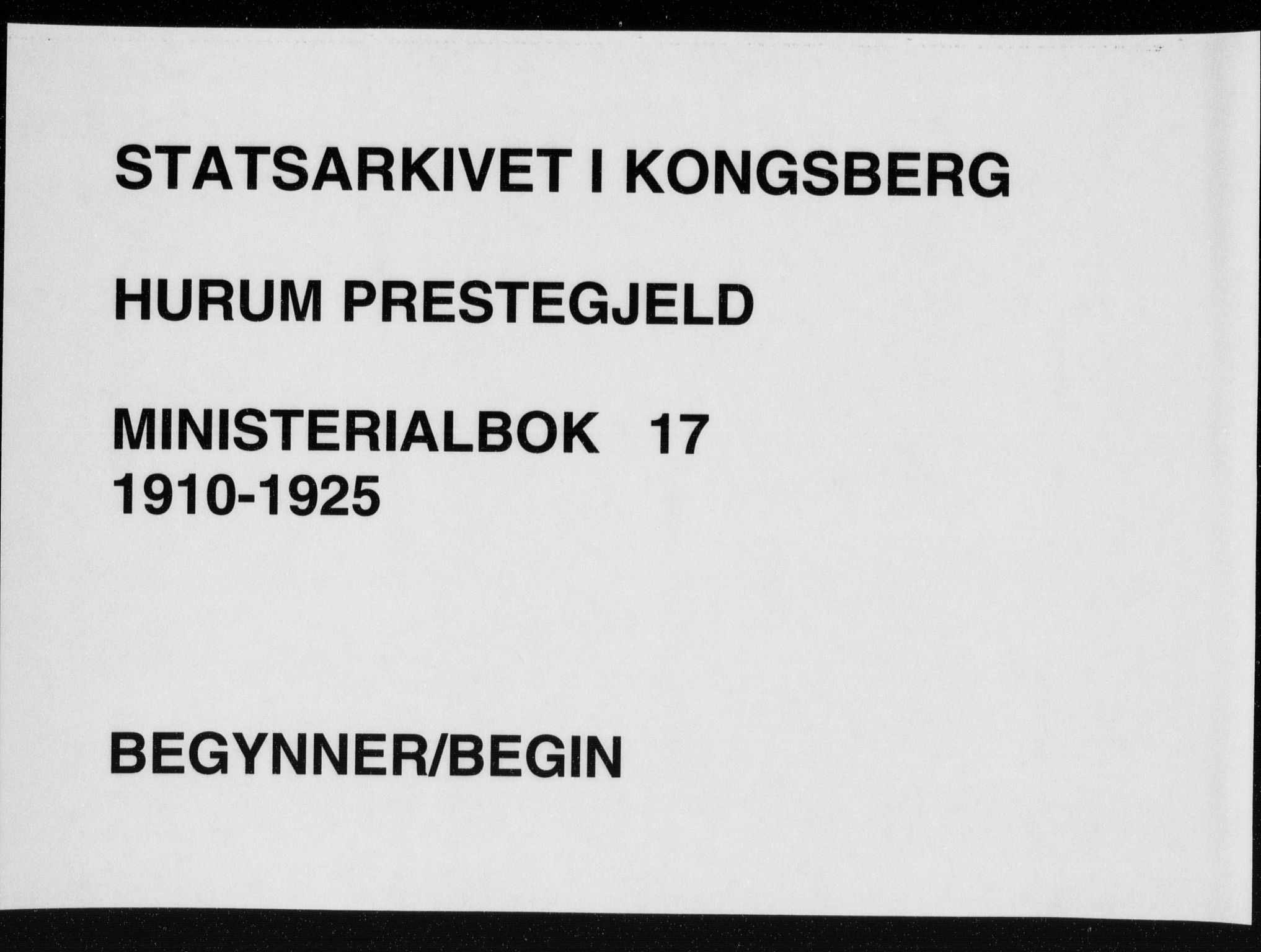 Hurum kirkebøker, AV/SAKO-A-229/F/Fa/L0017: Parish register (official) no. 17, 1910-1925