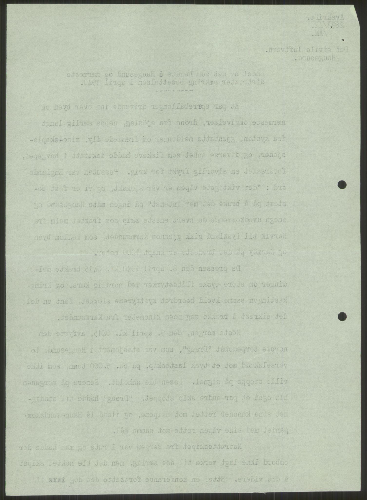 Forsvaret, Forsvarets krigshistoriske avdeling, AV/RA-RAFA-2017/Y/Ya/L0015: II-C-11-31 - Fylkesmenn.  Rapporter om krigsbegivenhetene 1940., 1940, p. 86