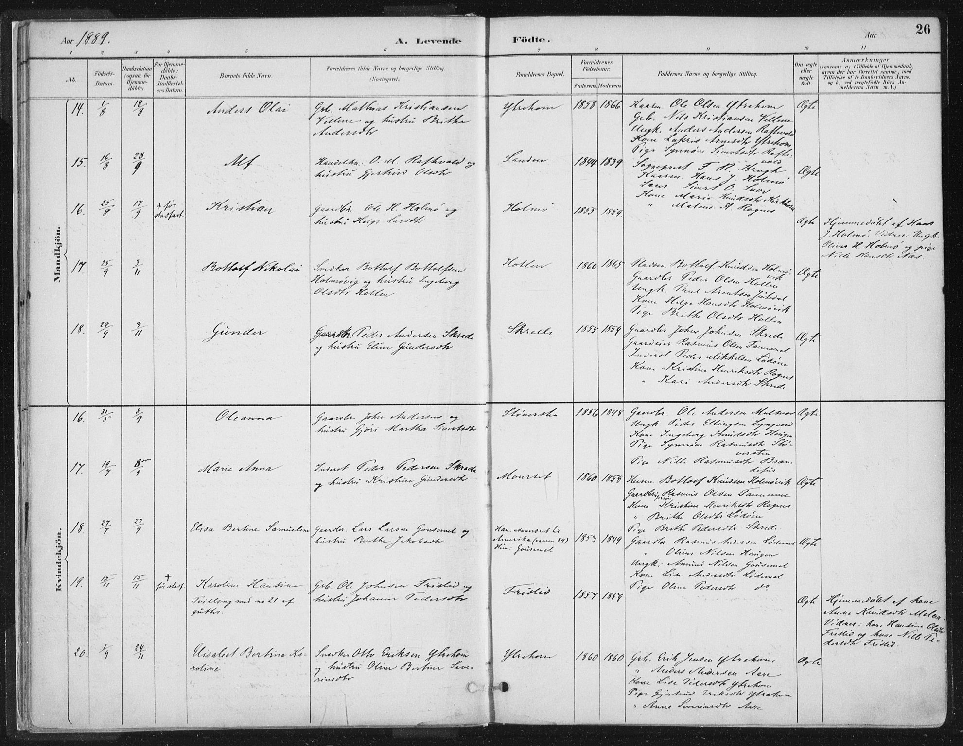 Hornindal sokneprestembete, AV/SAB-A-82401/H/Haa/Haaa/L0003/0001: Parish register (official) no. A 3A, 1887-1917, p. 26