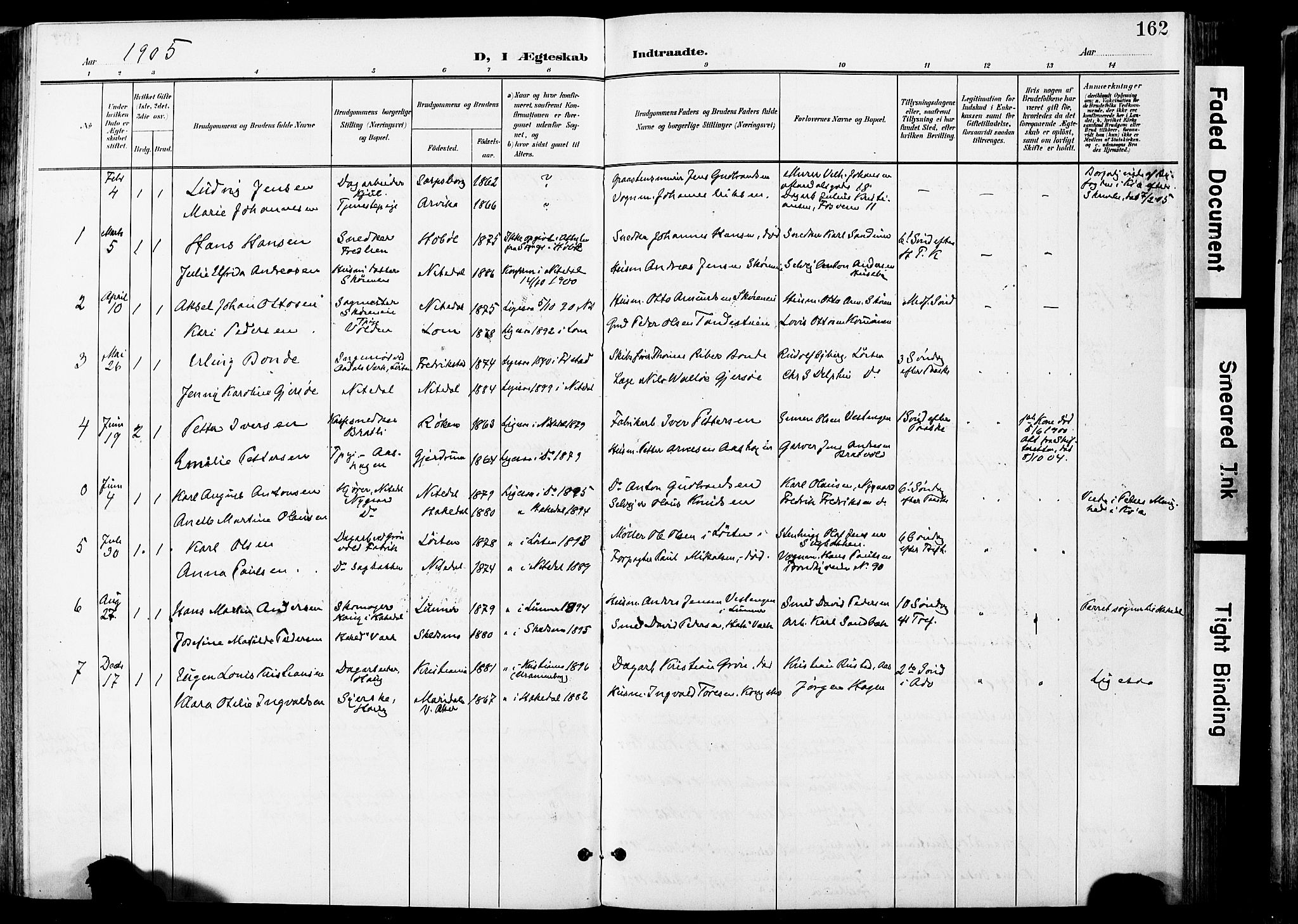 Nittedal prestekontor Kirkebøker, AV/SAO-A-10365a/F/Fa/L0008: Parish register (official) no. I 8, 1902-1926, p. 162