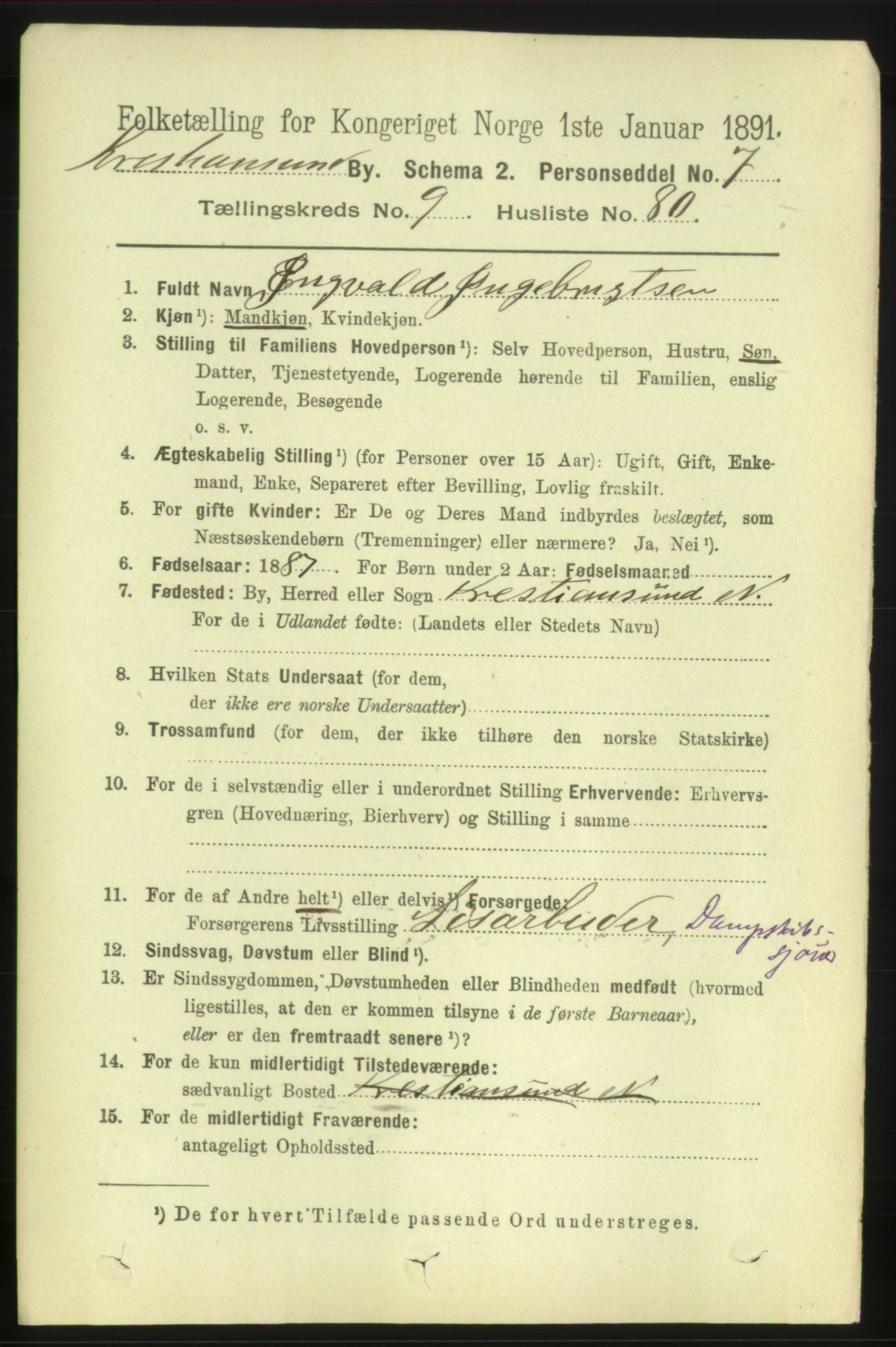 RA, 1891 census for 1503 Kristiansund, 1891, p. 8044