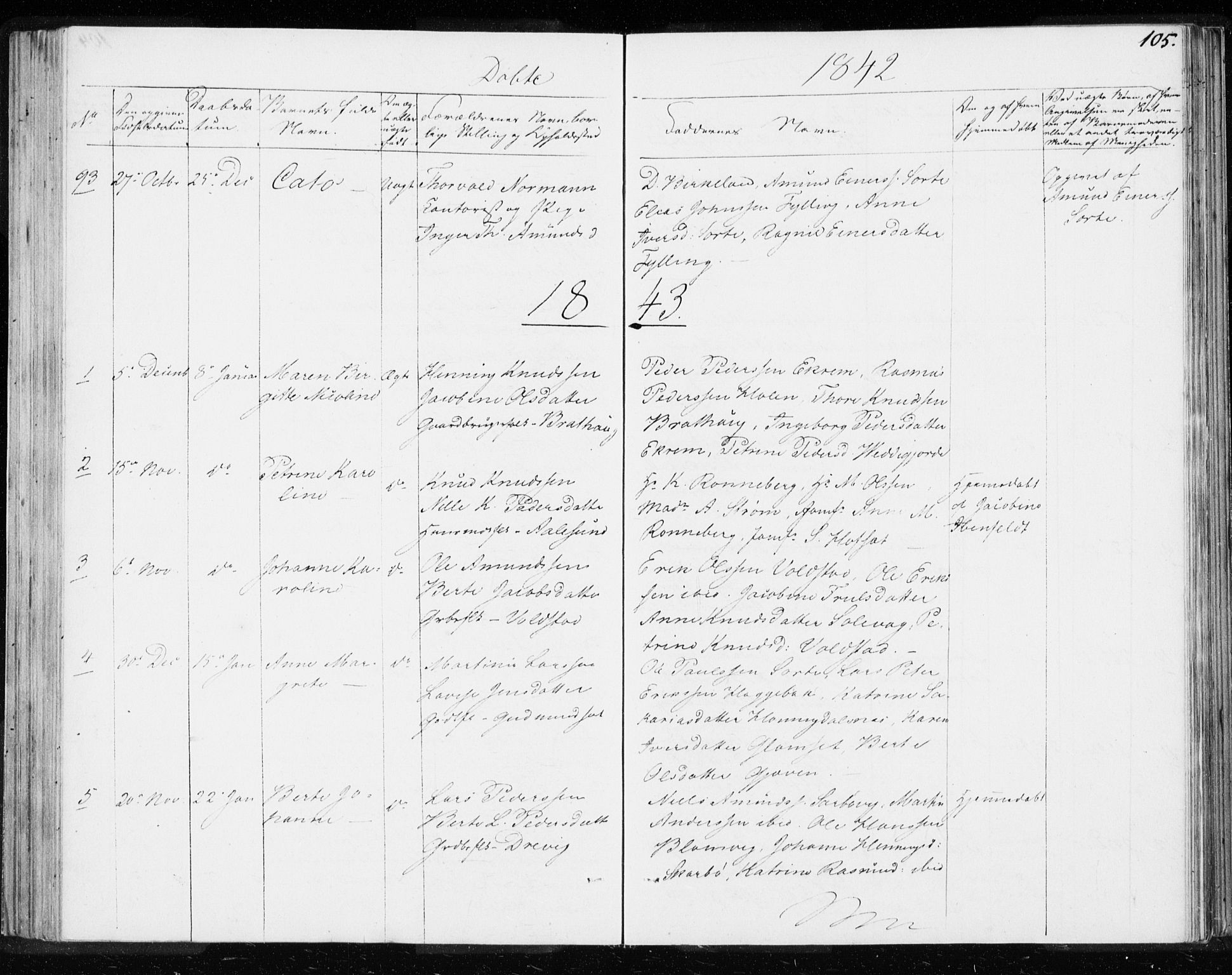Ministerialprotokoller, klokkerbøker og fødselsregistre - Møre og Romsdal, SAT/A-1454/528/L0414: Curate's parish register no. 528B02, 1833-1844, p. 105
