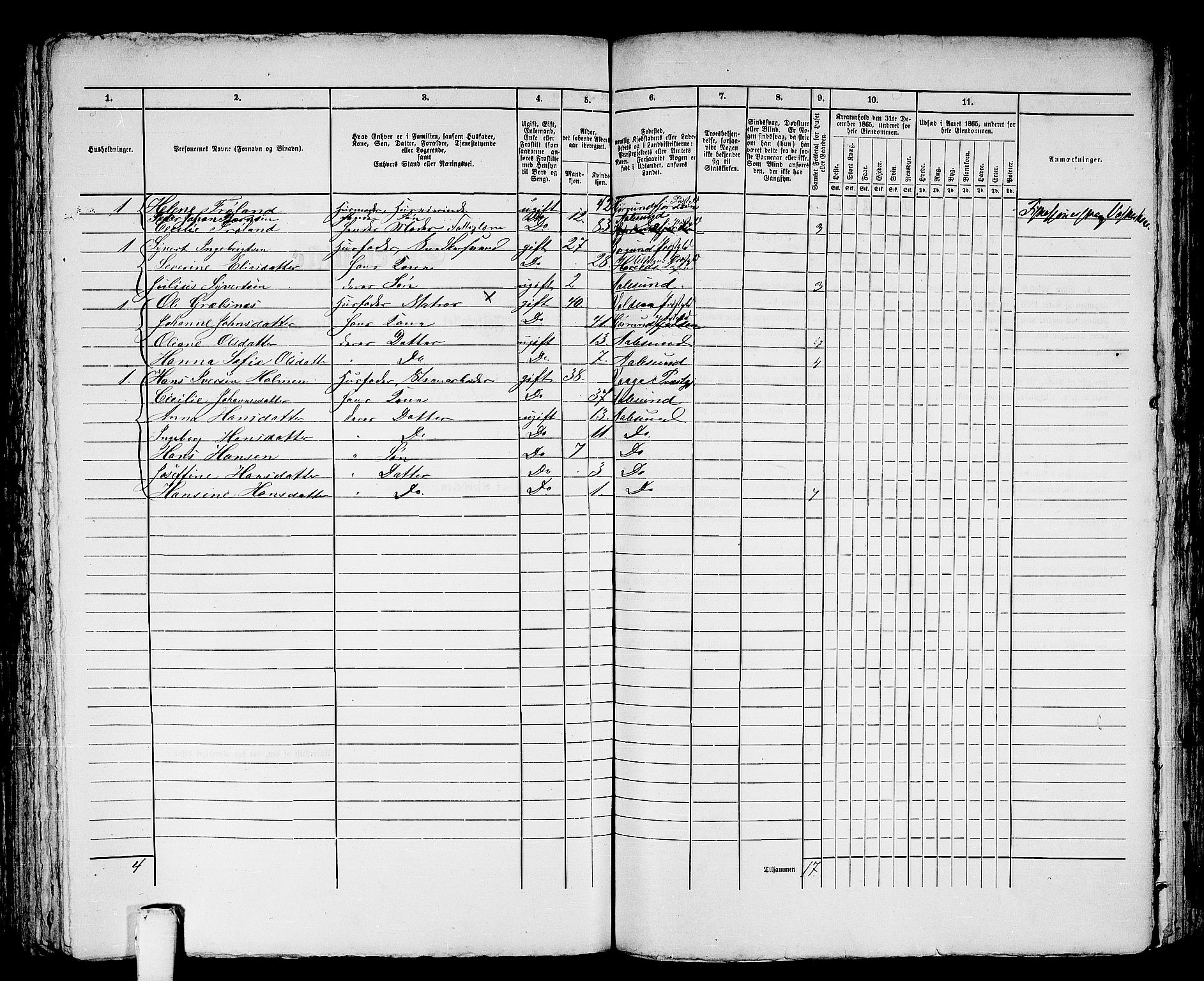 RA, 1865 census for Ålesund, 1865, p. 378