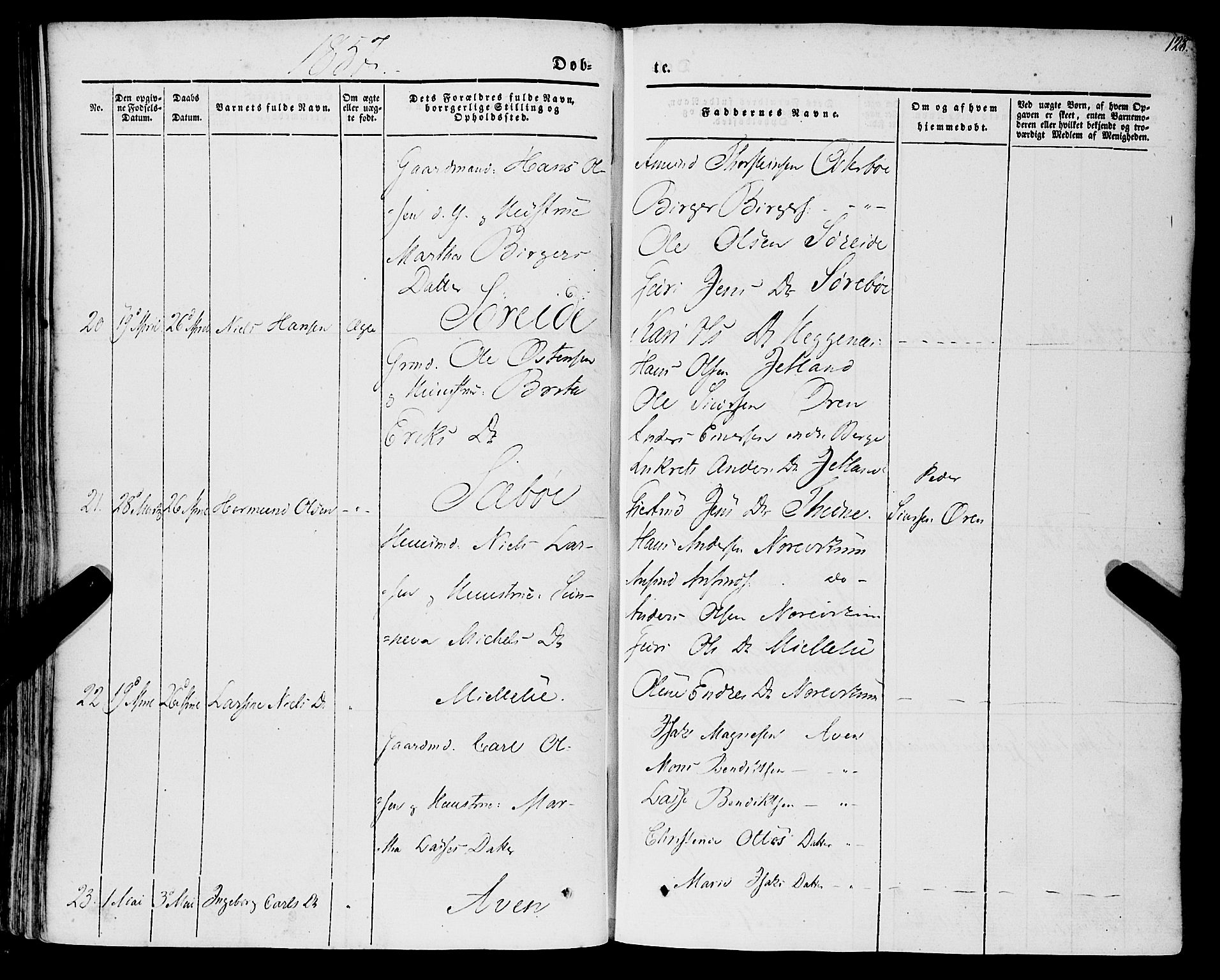 Lavik sokneprestembete, AV/SAB-A-80901: Parish register (official) no. A 3, 1843-1863, p. 128