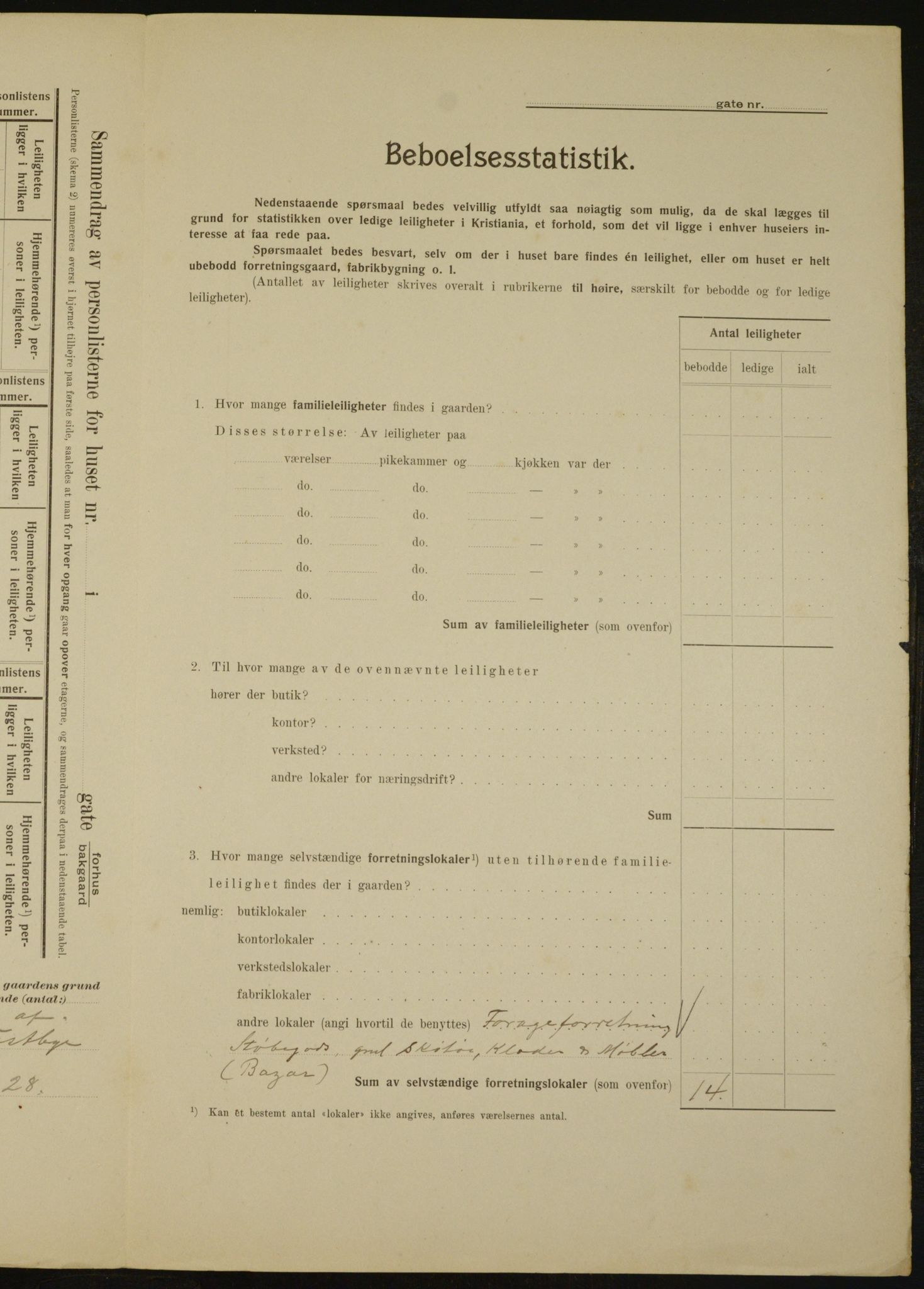 OBA, Municipal Census 1910 for Kristiania, 1910, p. 98307