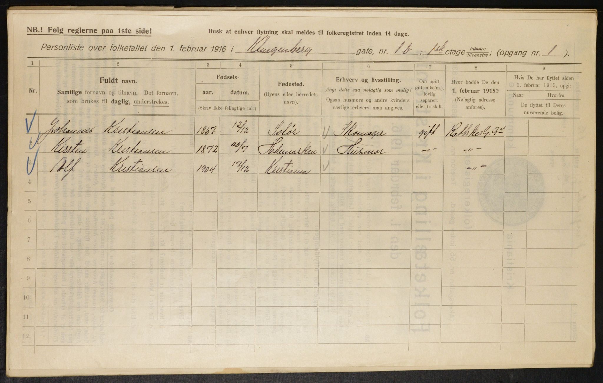 OBA, Municipal Census 1916 for Kristiania, 1916, p. 52973