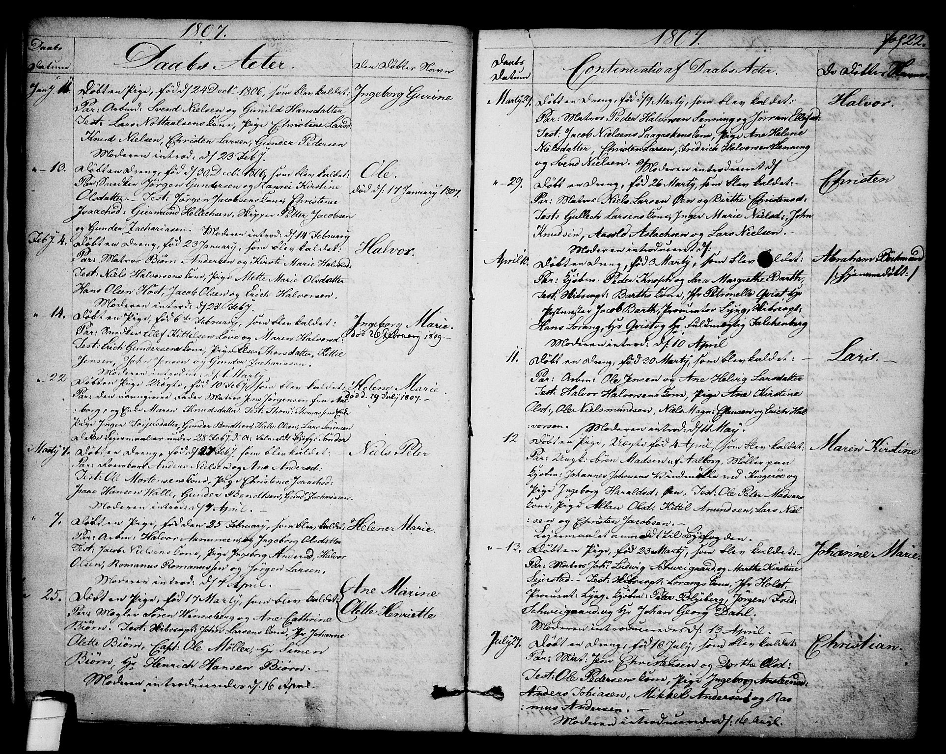 Kragerø kirkebøker, SAKO/A-278/F/Fa/L0003: Parish register (official) no. 3, 1802-1813, p. 22