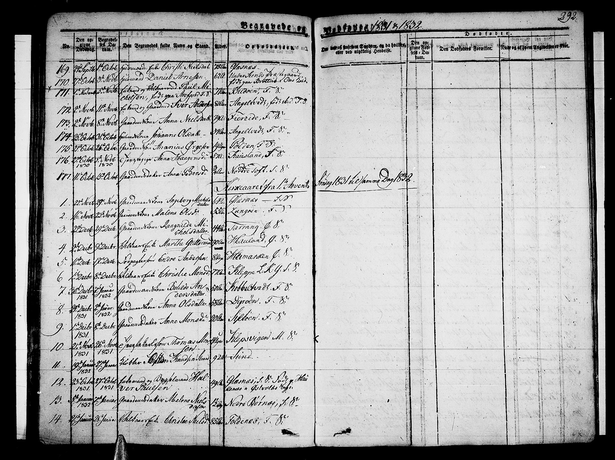 Sund sokneprestembete, SAB/A-99930: Parish register (official) no. A 12, 1825-1835, p. 292