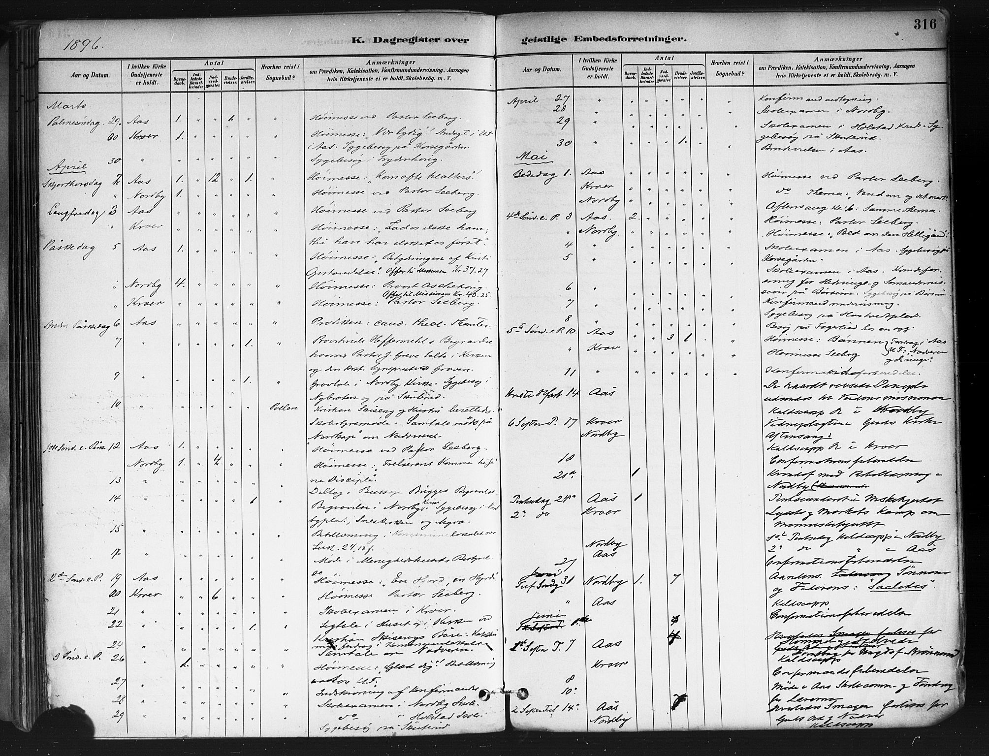 Ås prestekontor Kirkebøker, AV/SAO-A-10894/F/Fa/L0009: Parish register (official) no. I 9, 1881-1900, p. 316