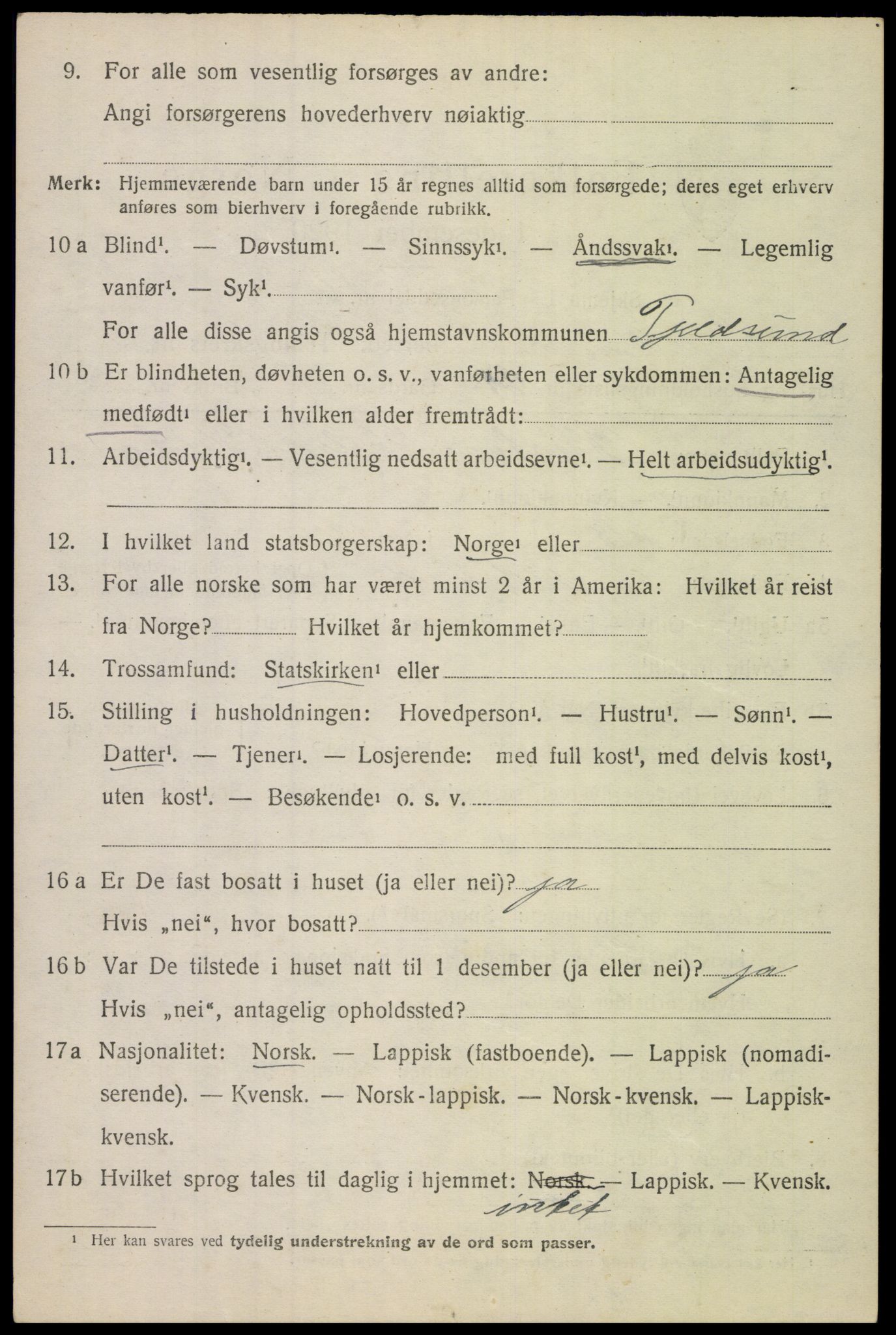 SAT, 1920 census for Tjeldsund, 1920, p. 3225