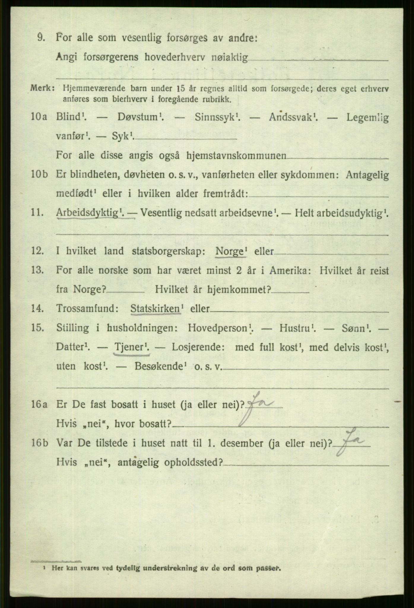 SAB, 1920 census for Vossestrand, 1920, p. 2001