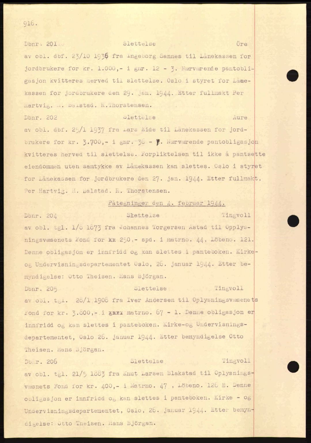 Nordmøre sorenskriveri, AV/SAT-A-4132/1/2/2Ca: Mortgage book no. C81, 1940-1945, Diary no: : 201/1944