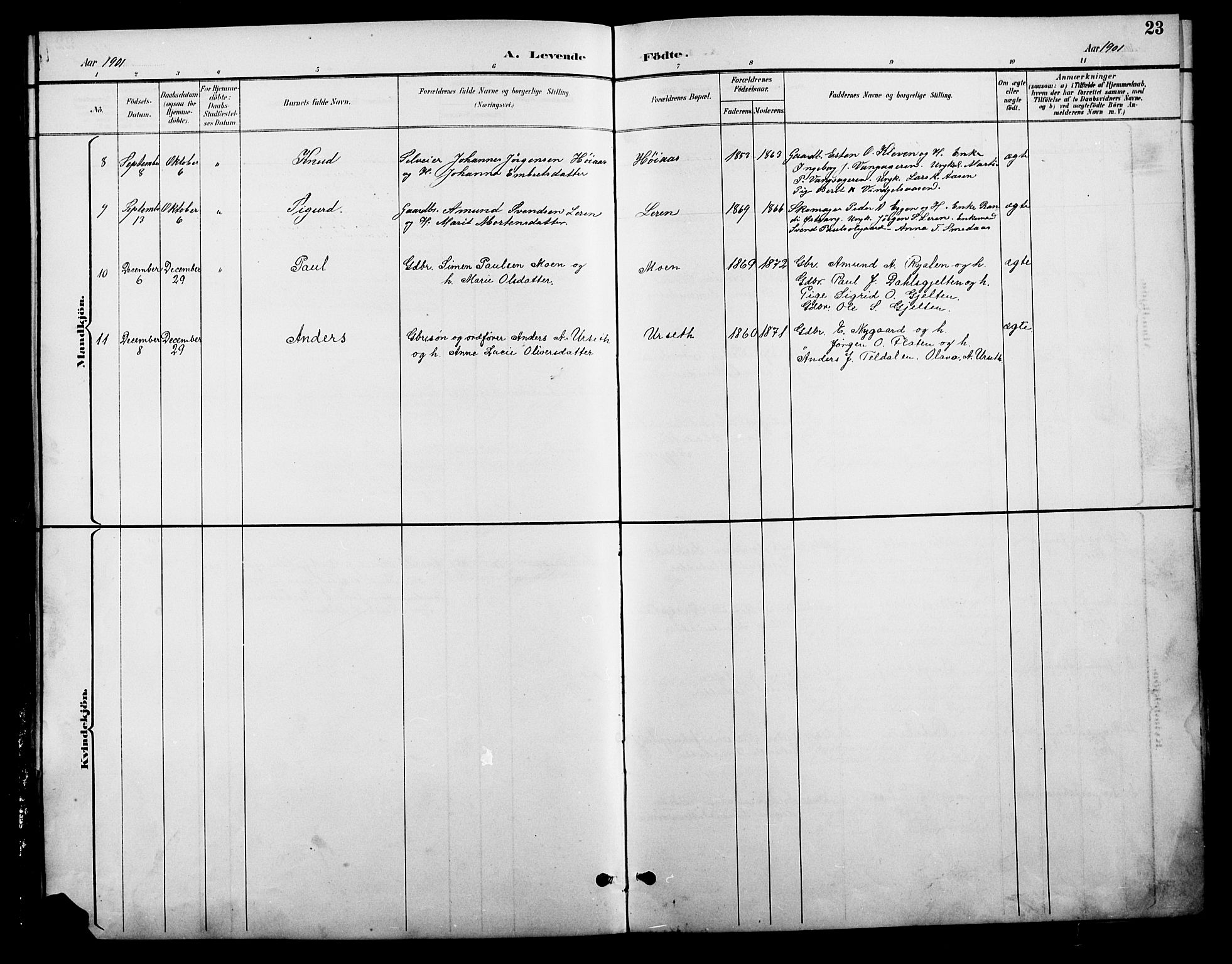 Tolga prestekontor, SAH/PREST-062/L/L0009: Parish register (copy) no. 9, 1892-1919, p. 23