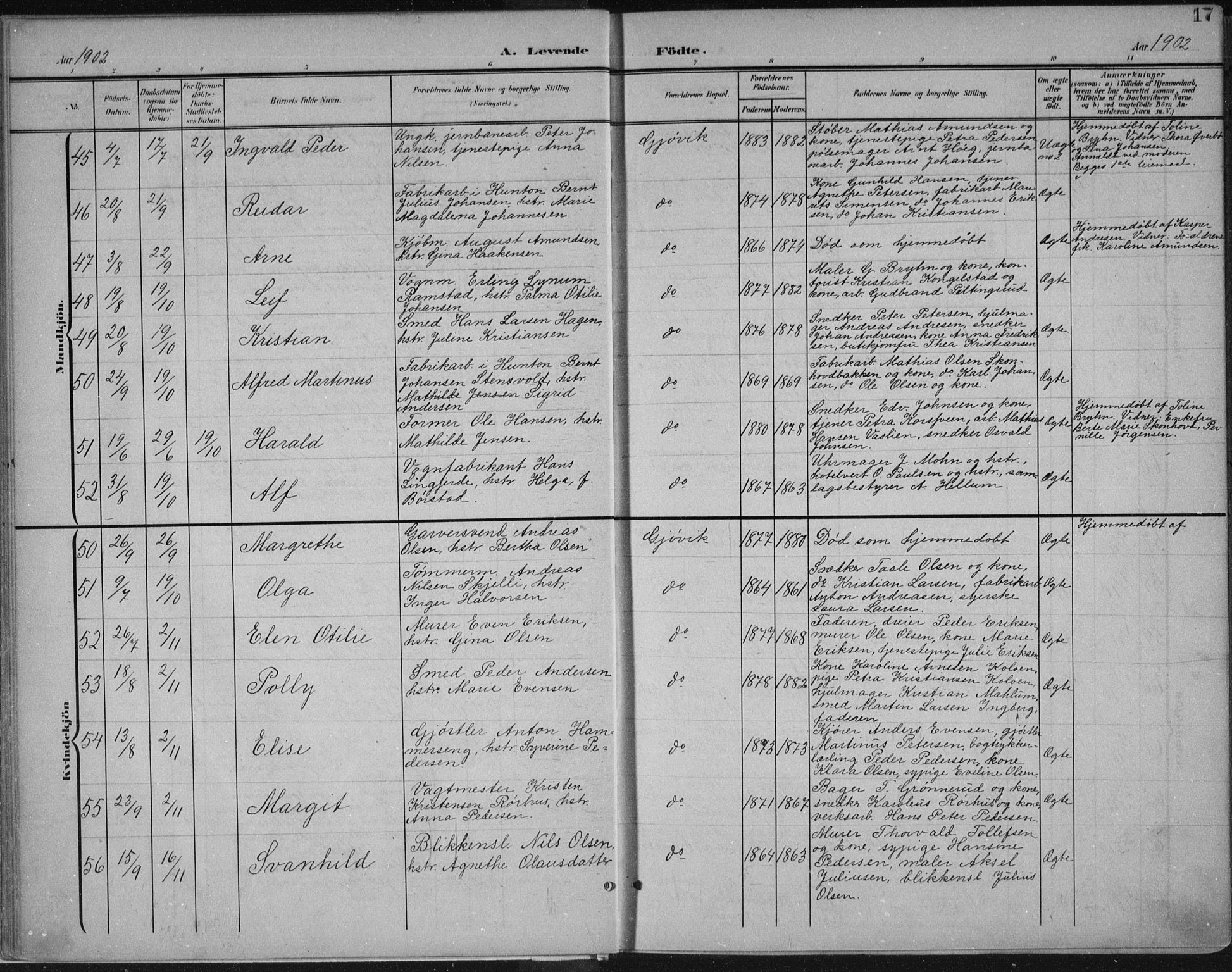 Vardal prestekontor, AV/SAH-PREST-100/H/Ha/Haa/L0013: Parish register (official) no. 13, 1901-1911, p. 17