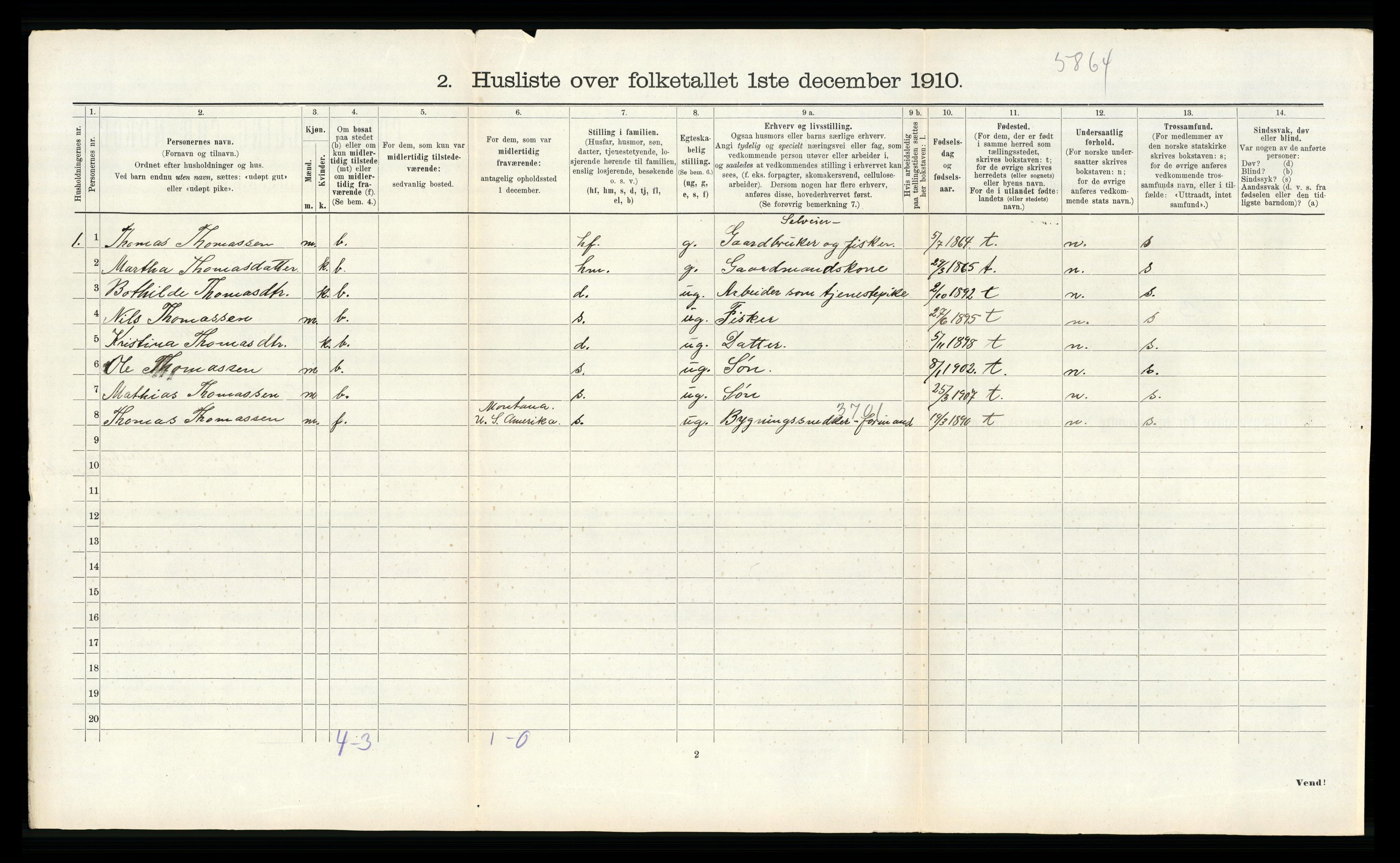 RA, 1910 census for Fjell, 1910, p. 456