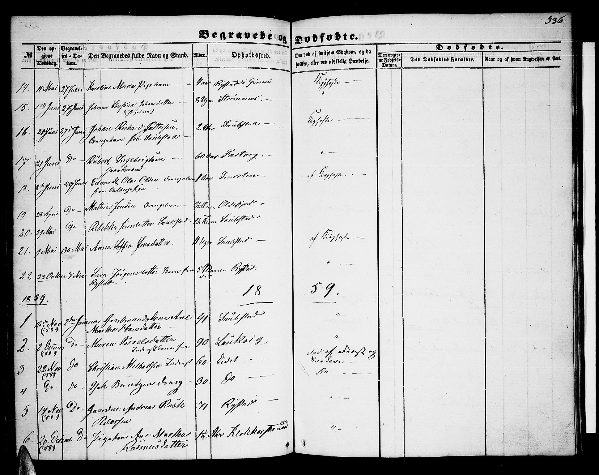 Ministerialprotokoller, klokkerbøker og fødselsregistre - Nordland, AV/SAT-A-1459/876/L1102: Parish register (copy) no. 876C01, 1852-1886, p. 336