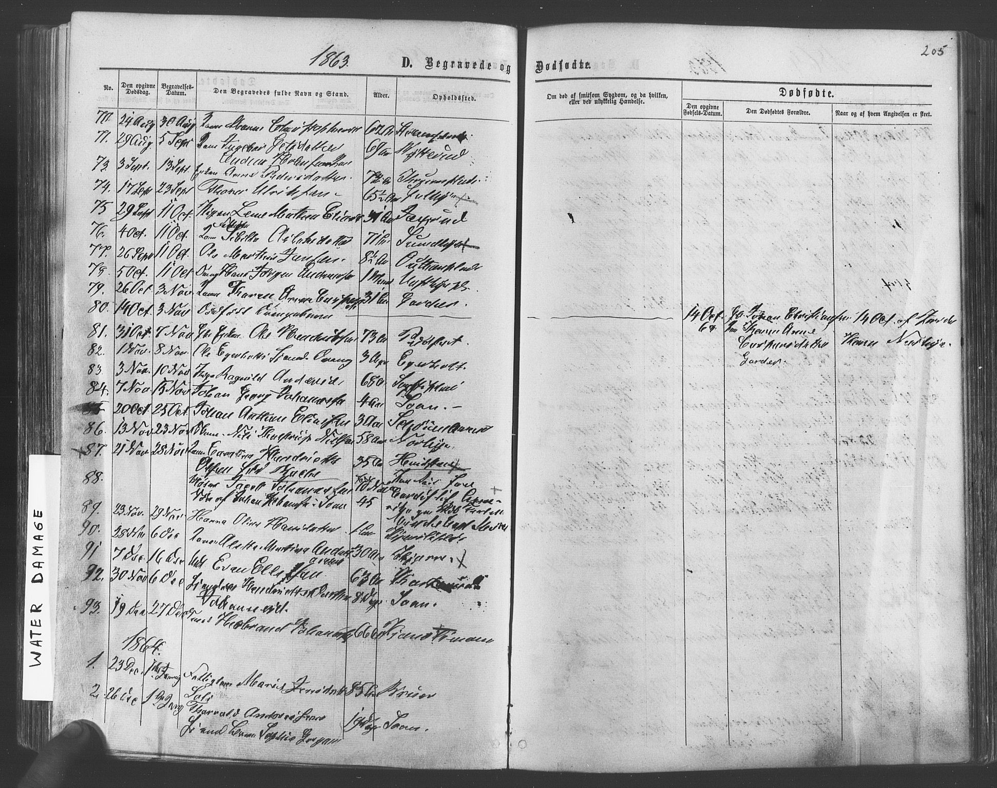 Vestby prestekontor Kirkebøker, SAO/A-10893/F/Fa/L0008: Parish register (official) no. I 8, 1863-1877, p. 205