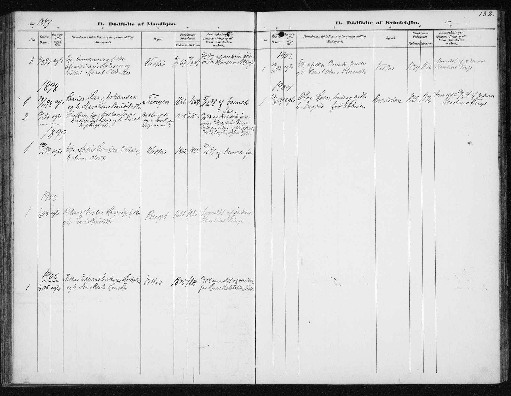 Ministerialprotokoller, klokkerbøker og fødselsregistre - Møre og Romsdal, AV/SAT-A-1454/566/L0773: Parish register (copy) no. 566C02, 1892-1909, p. 132