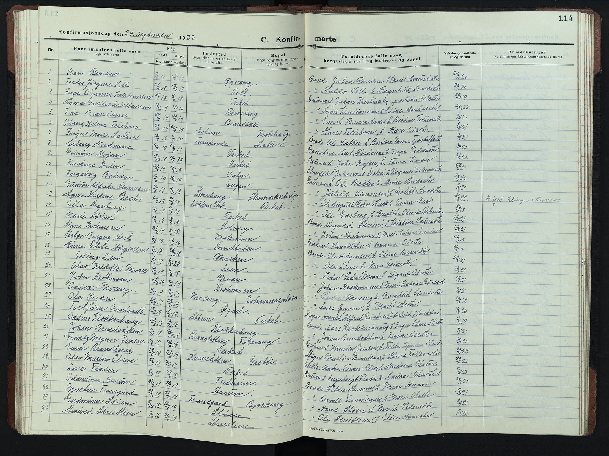 Alvdal prestekontor, AV/SAH-PREST-060/H/Ha/Hab/L0008: Parish register (copy) no. 8, 1925-1953, p. 114