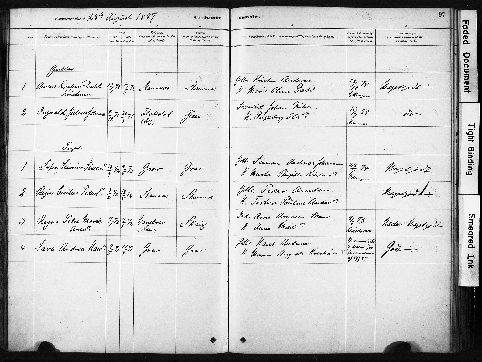 Ministerialprotokoller, klokkerbøker og fødselsregistre - Nordland, AV/SAT-A-1459/808/L0128: Parish register (official) no. 808A01, 1880-1902, p. 97