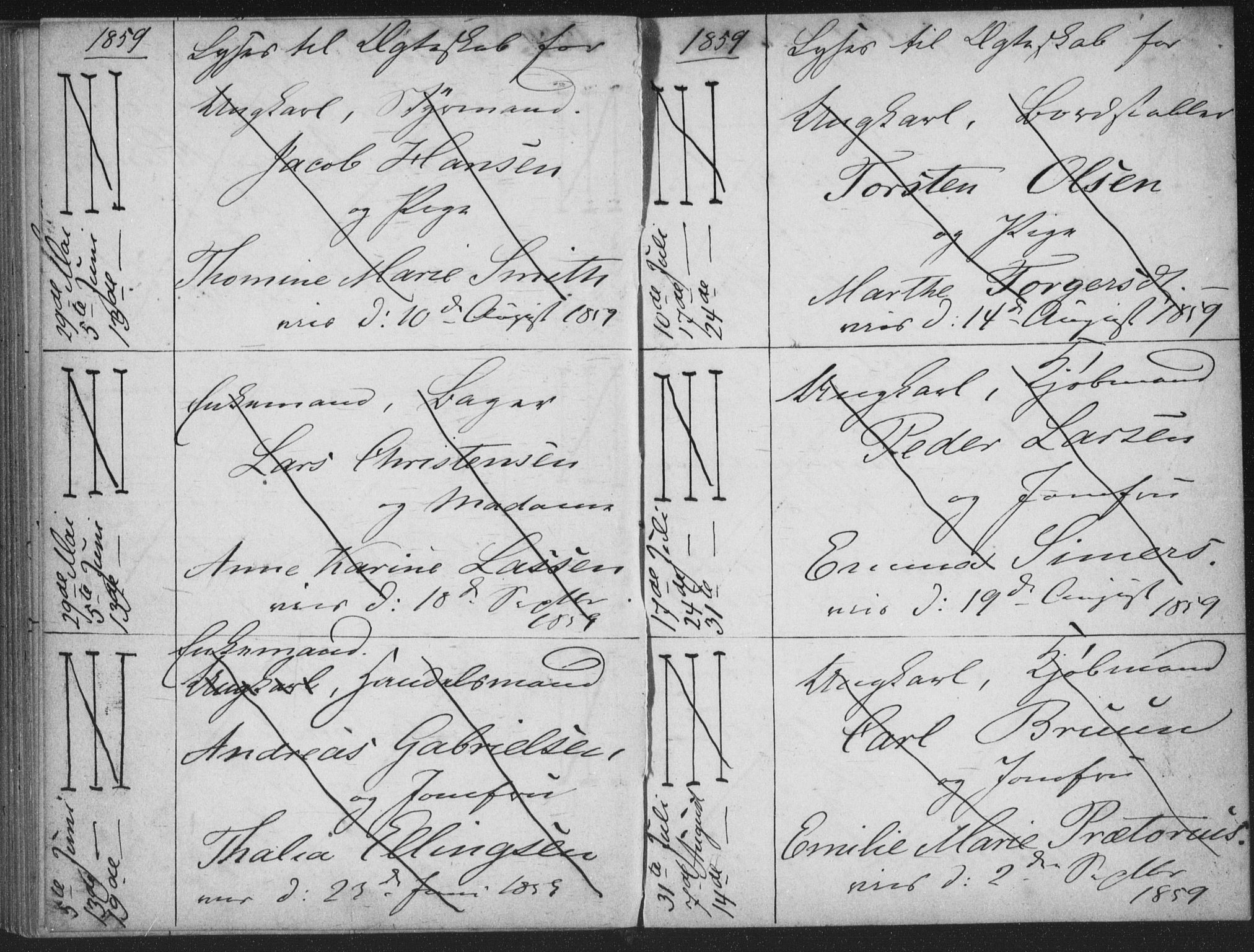 Bragernes kirkebøker, AV/SAKO-A-6/H/Ha/L0003: Banns register no. 3, 1854-1859