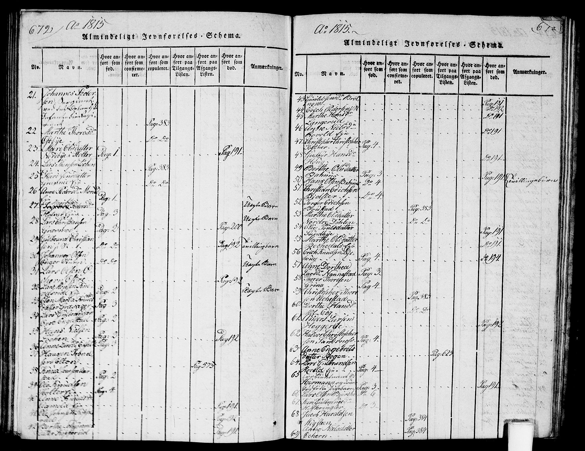 Nannestad prestekontor Kirkebøker, SAO/A-10414a/G/Ga/L0001: Parish register (copy) no. I 1, 1815-1839, p. 672-673