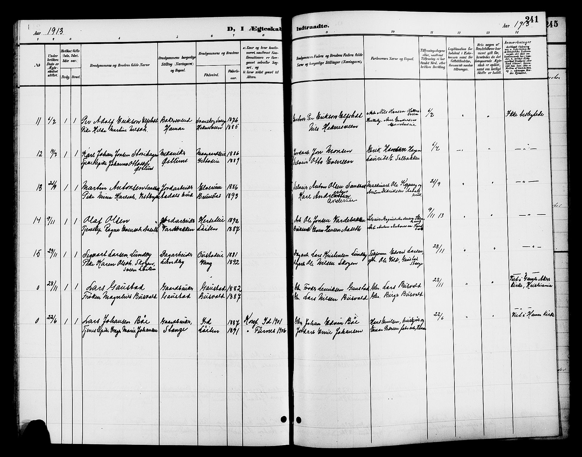 Romedal prestekontor, AV/SAH-PREST-004/L/L0012: Parish register (copy) no. 12, 1896-1914, p. 241