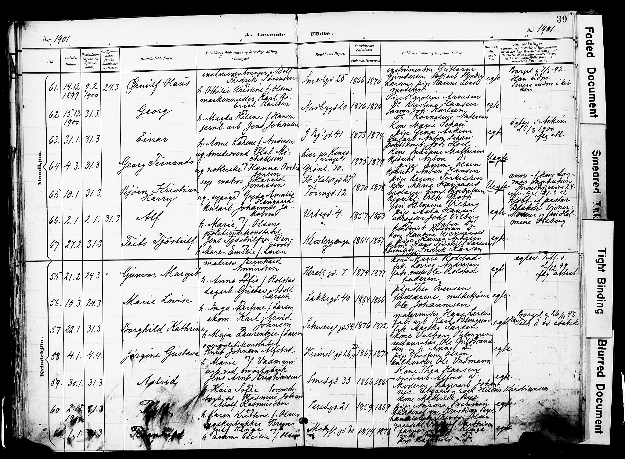 Grønland prestekontor Kirkebøker, AV/SAO-A-10848/F/Fa/L0014: Parish register (official) no. 14, 1900-1911, p. 39