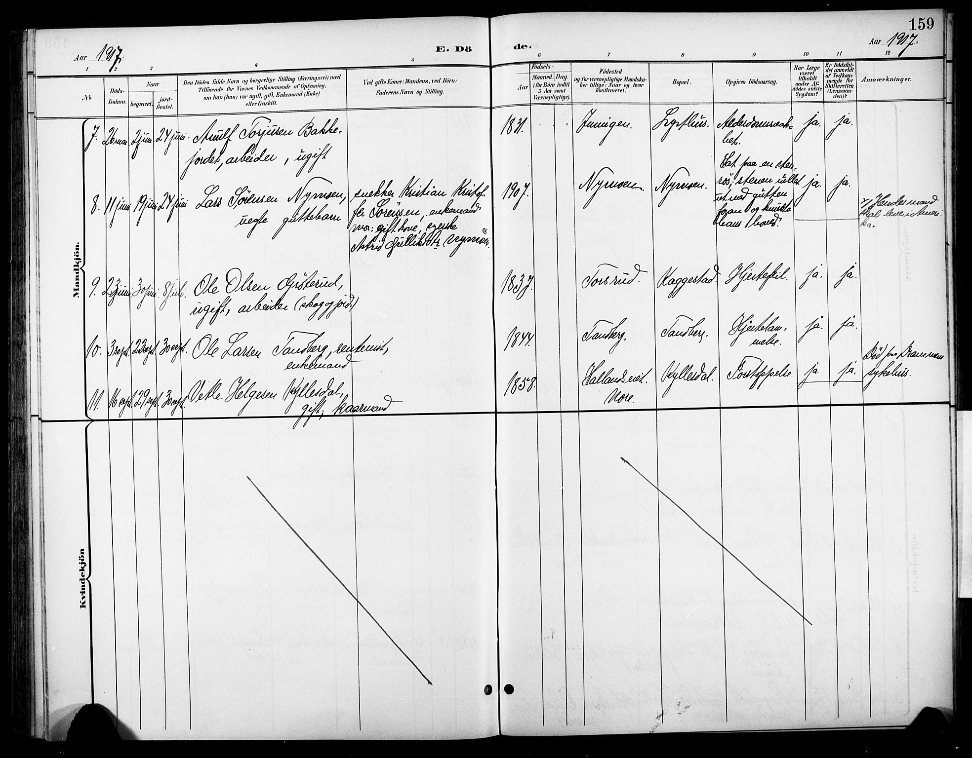 Nore kirkebøker, AV/SAKO-A-238/F/Fc/L0005: Parish register (official) no. III 5, 1898-1922, p. 159