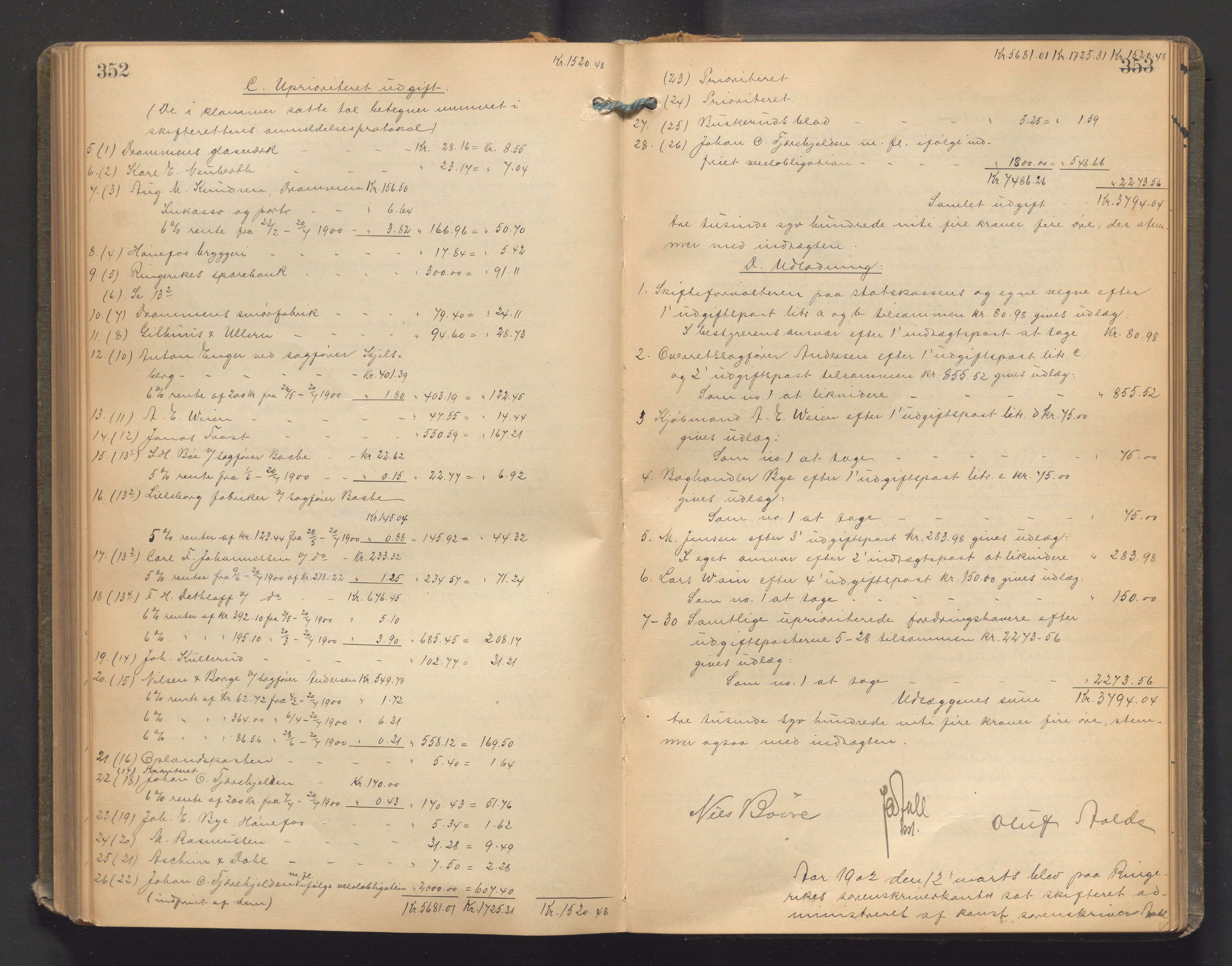 Ringerike sorenskriveri, SAKO/A-105/H/Hb/Hbd/Hbda/L0011: Skifteutlodningsprotokoll, 1896-1904, p. 352-353