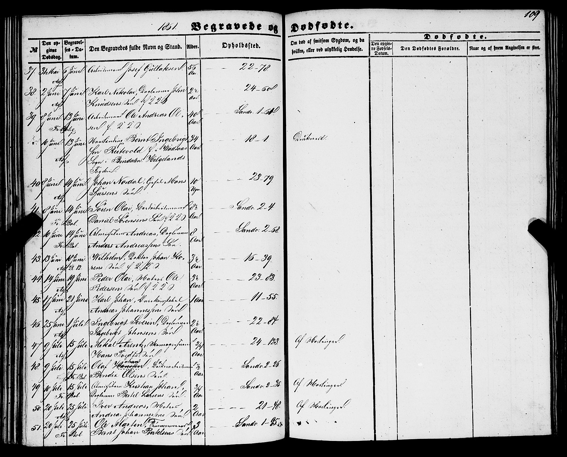Korskirken sokneprestembete, SAB/A-76101/H/Haa: Parish register (official) no. E 2, 1848-1862, p. 109