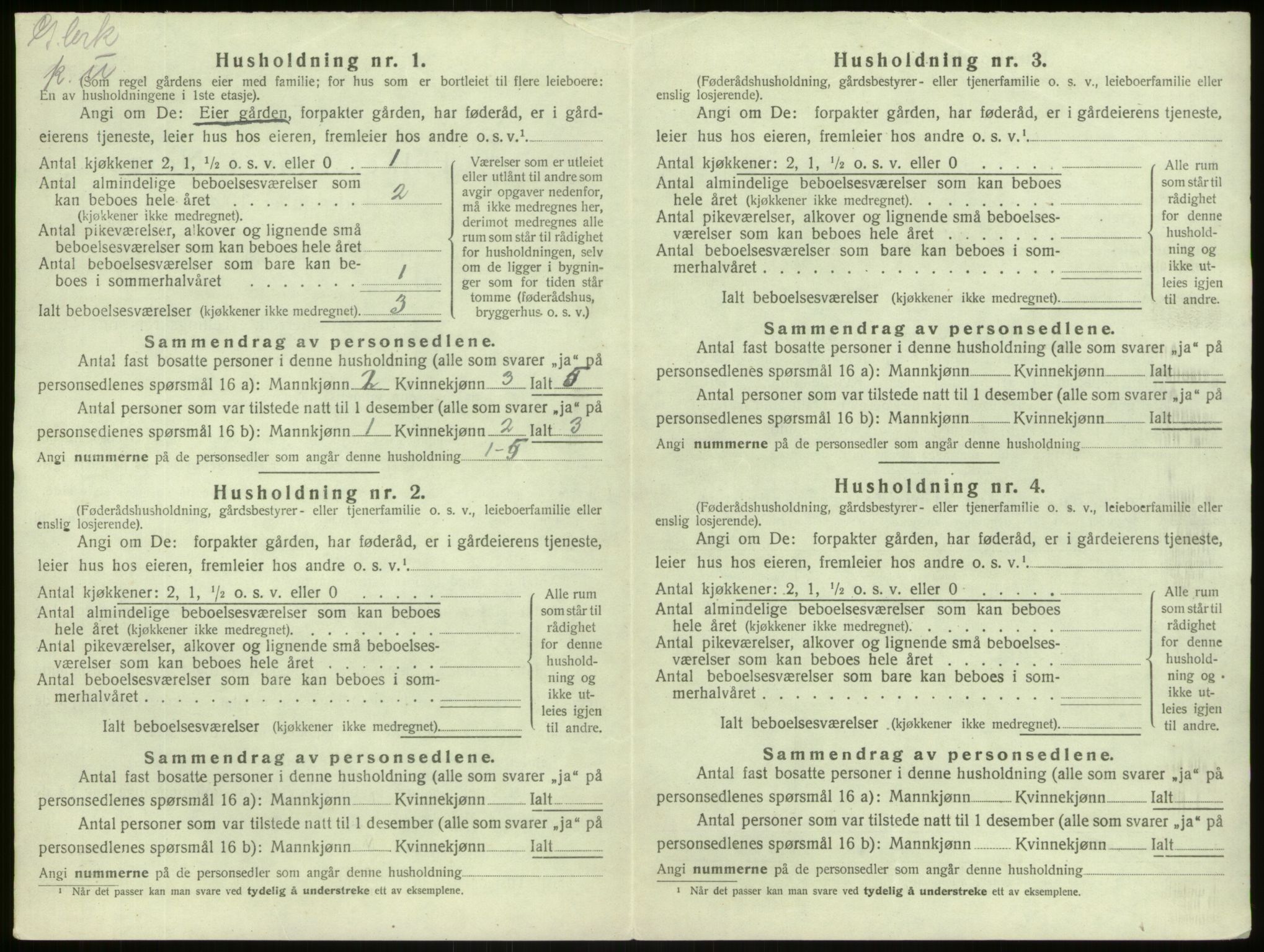 SAB, 1920 census for Lærdal, 1920, p. 124