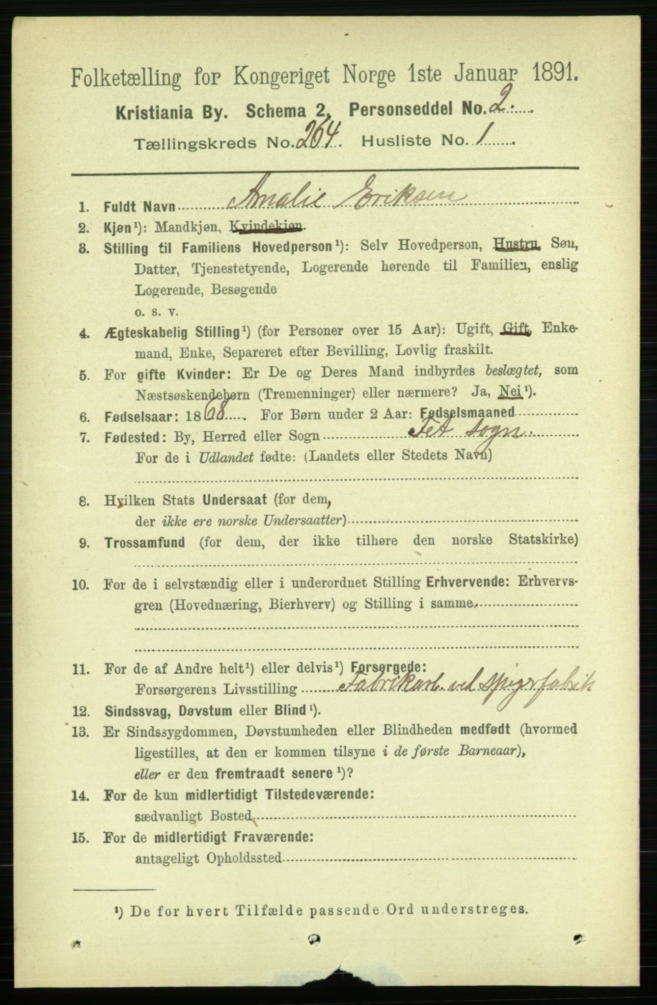 RA, 1891 census for 0301 Kristiania, 1891, p. 160325