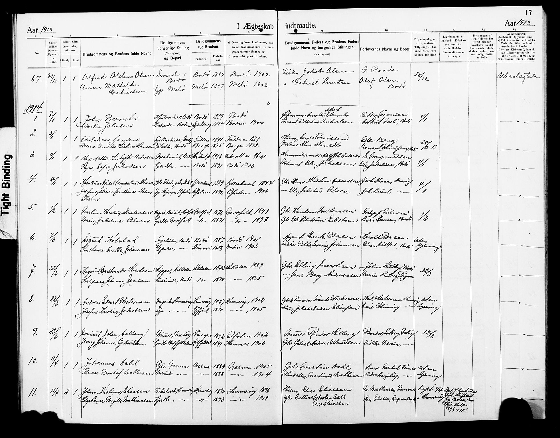Ministerialprotokoller, klokkerbøker og fødselsregistre - Nordland, SAT/A-1459/801/L0035: Parish register (copy) no. 801C10, 1910-1923, p. 17