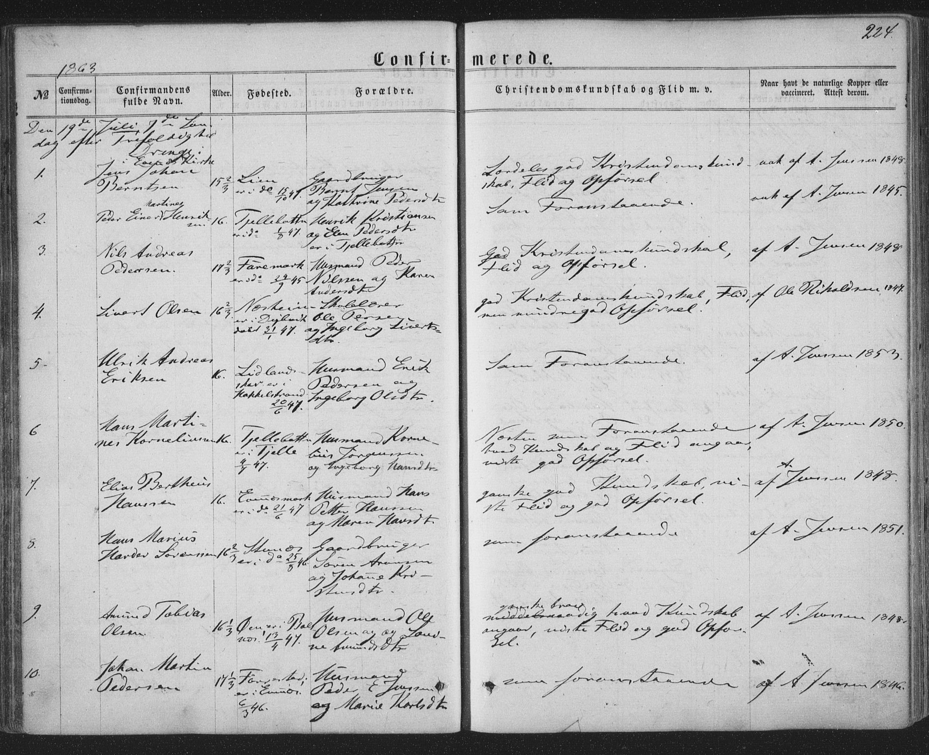 Ministerialprotokoller, klokkerbøker og fødselsregistre - Nordland, SAT/A-1459/863/L0896: Parish register (official) no. 863A08, 1861-1871, p. 224